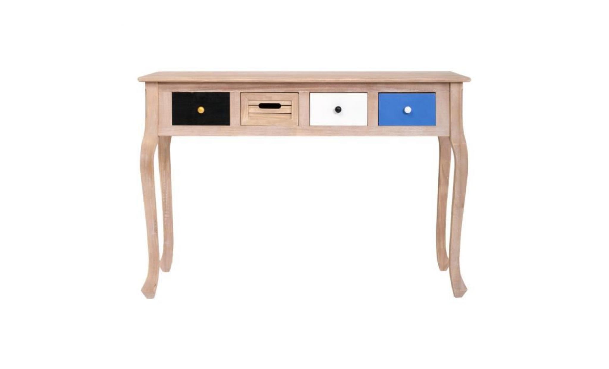 mobili rebecca® console table haute 4 tiroirs bois clair blanc bleu noir vintage shabby salon