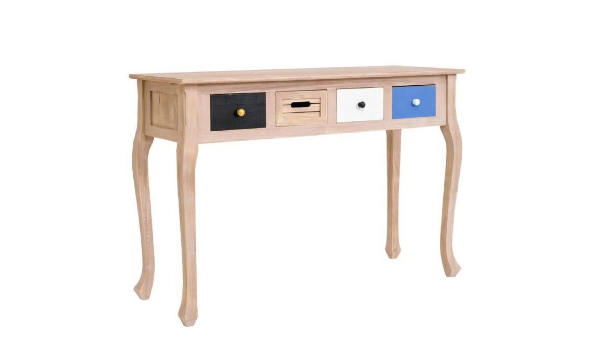 mobili rebecca® console table haute 4 tiroirs bois clair blanc bleu noir vintage shabby salon pas cher