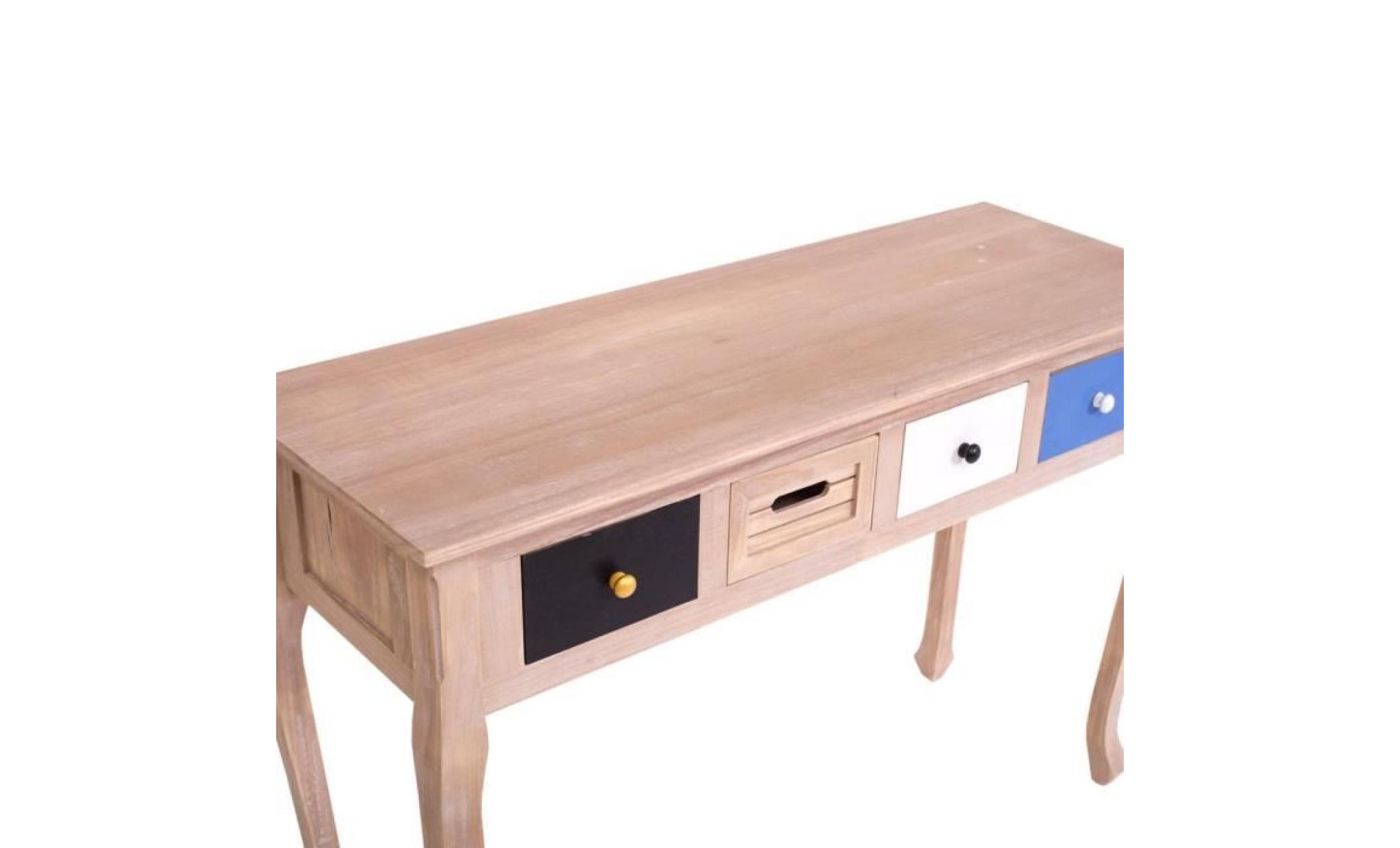 mobili rebecca® console table haute 4 tiroirs bois clair blanc bleu noir vintage shabby salon pas cher