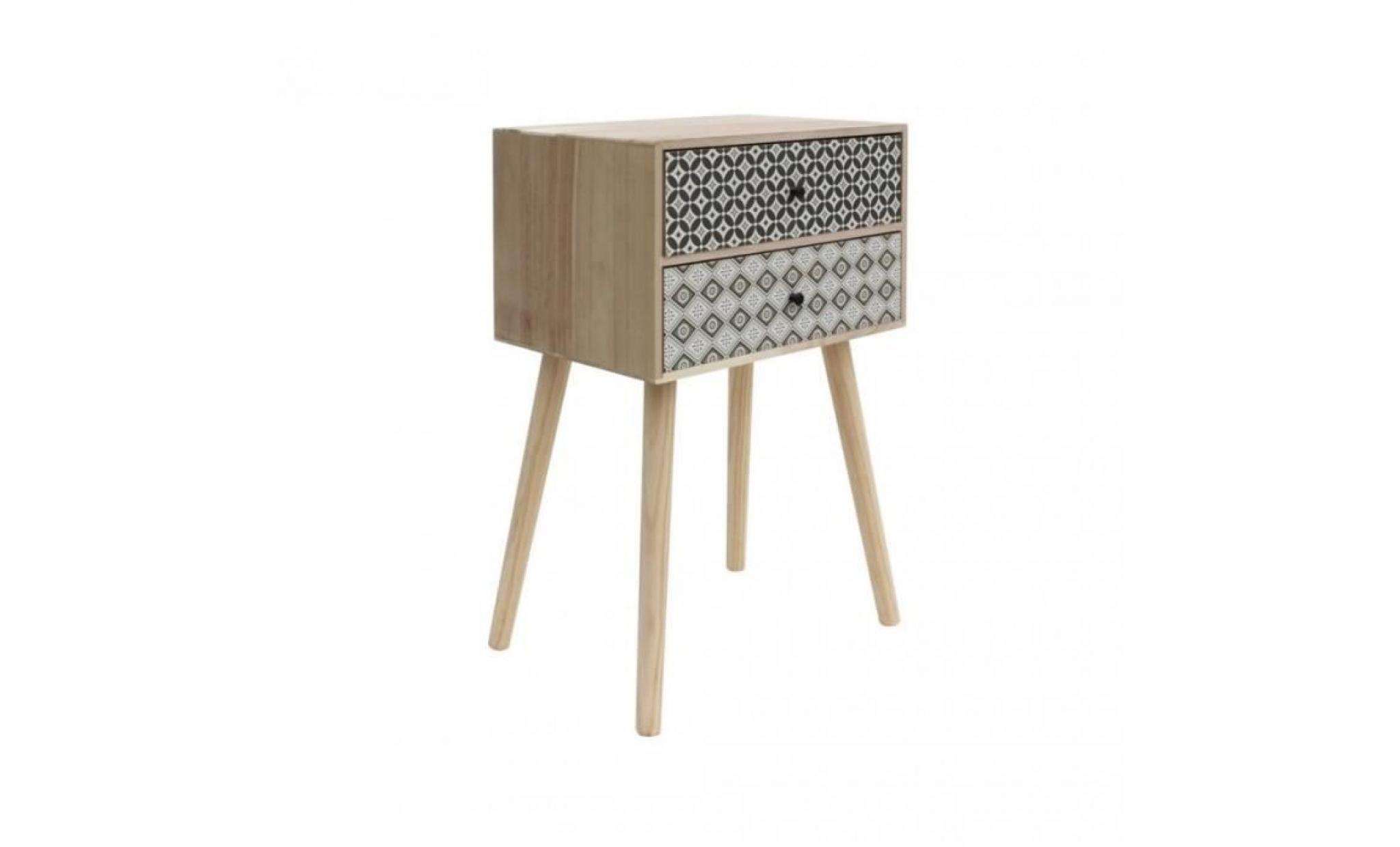 mobili rebecca® table de chevet 2 tiroirs bois brun gris moderne 69 x 45 x 30 pas cher