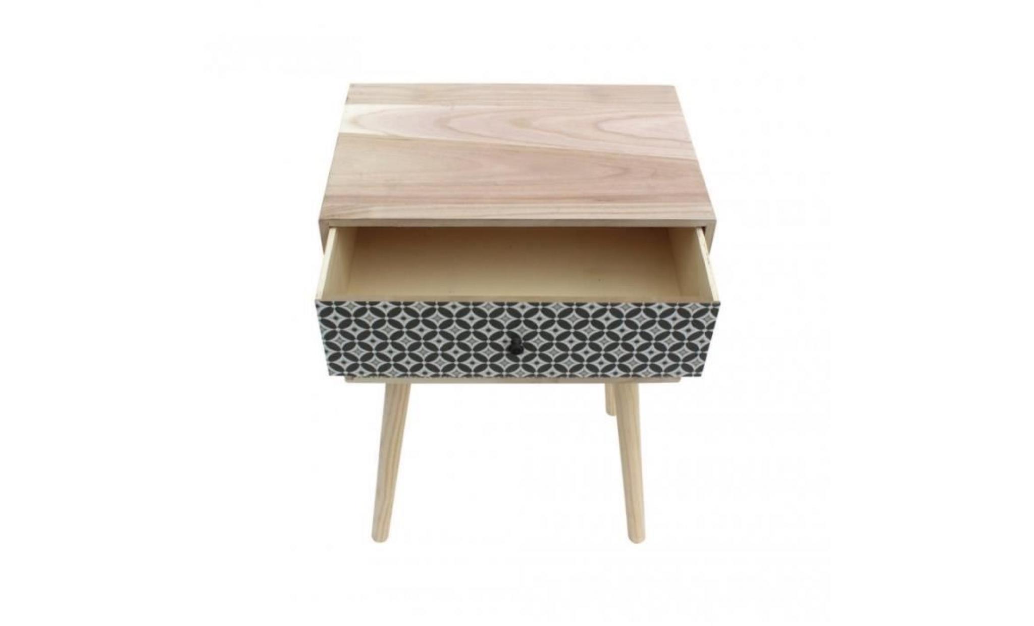 mobili rebecca® table de chevet 2 tiroirs bois brun gris moderne 69 x 45 x 30 pas cher