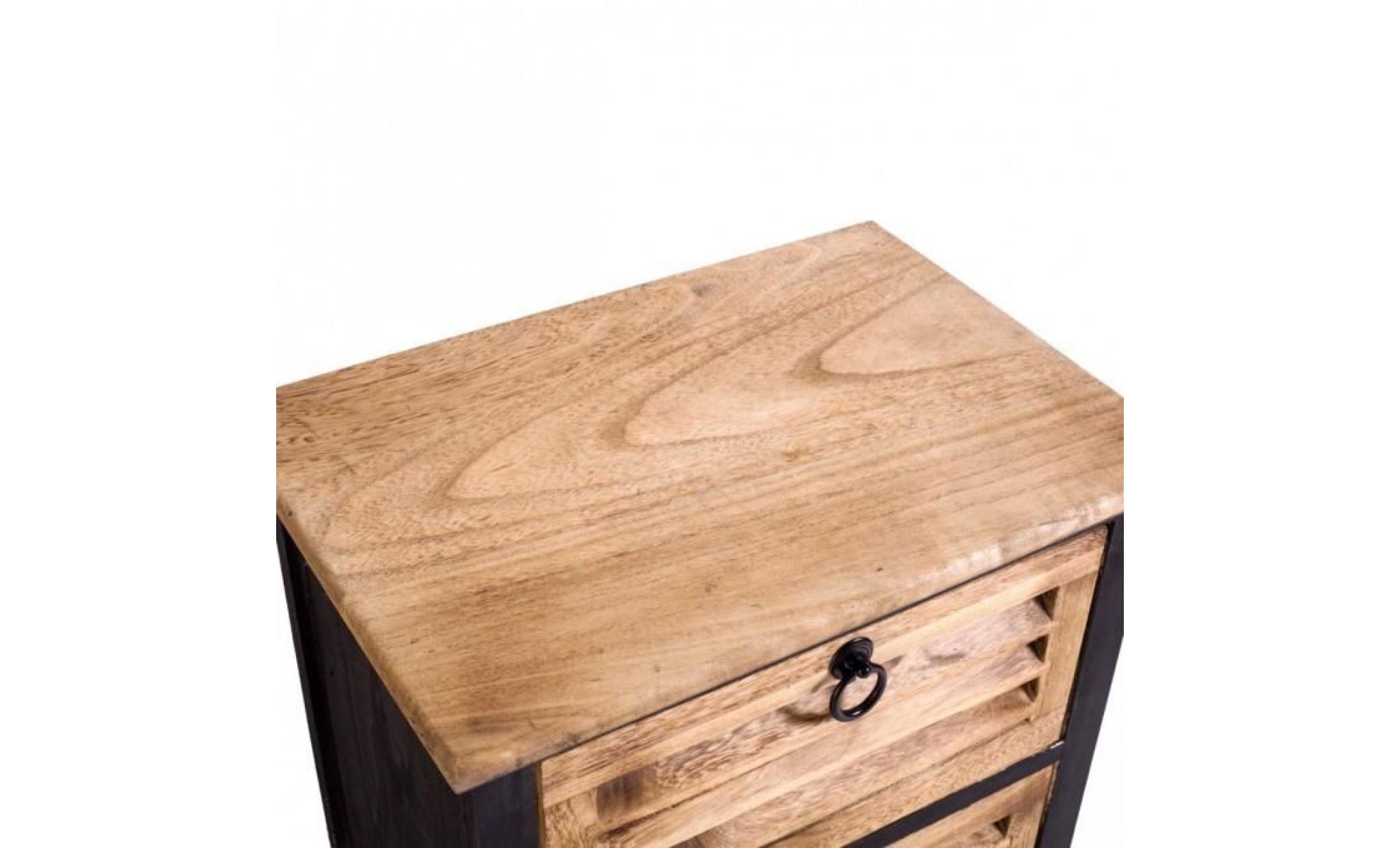 mobili rebecca® table de chevet 2 tiroirs bois marron classique chambre à coucher bain entreè pas cher