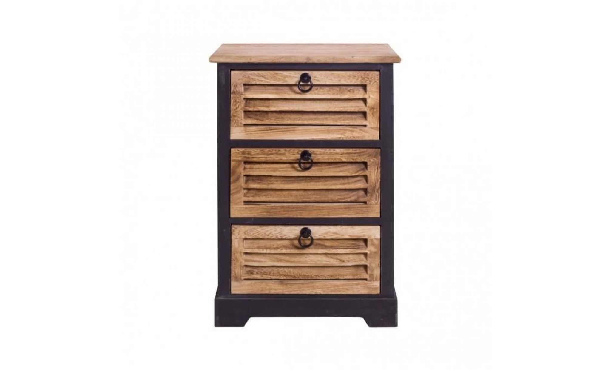 mobili rebecca® table de chevet 3 tiroirs bois clair marron vintage chambre bain entrée hall