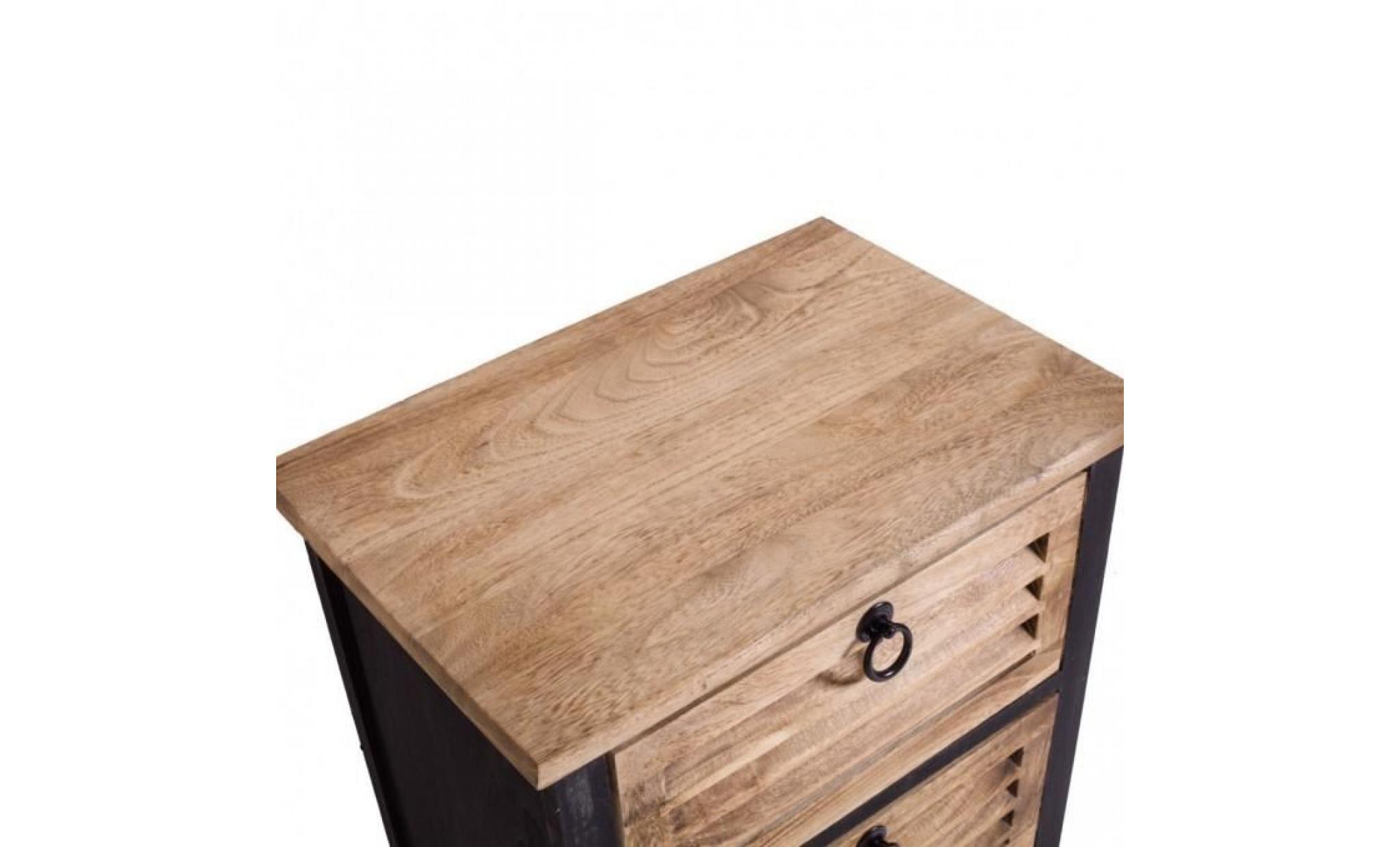 mobili rebecca® table de chevet 3 tiroirs bois clair marron vintage chambre bain entrée hall pas cher