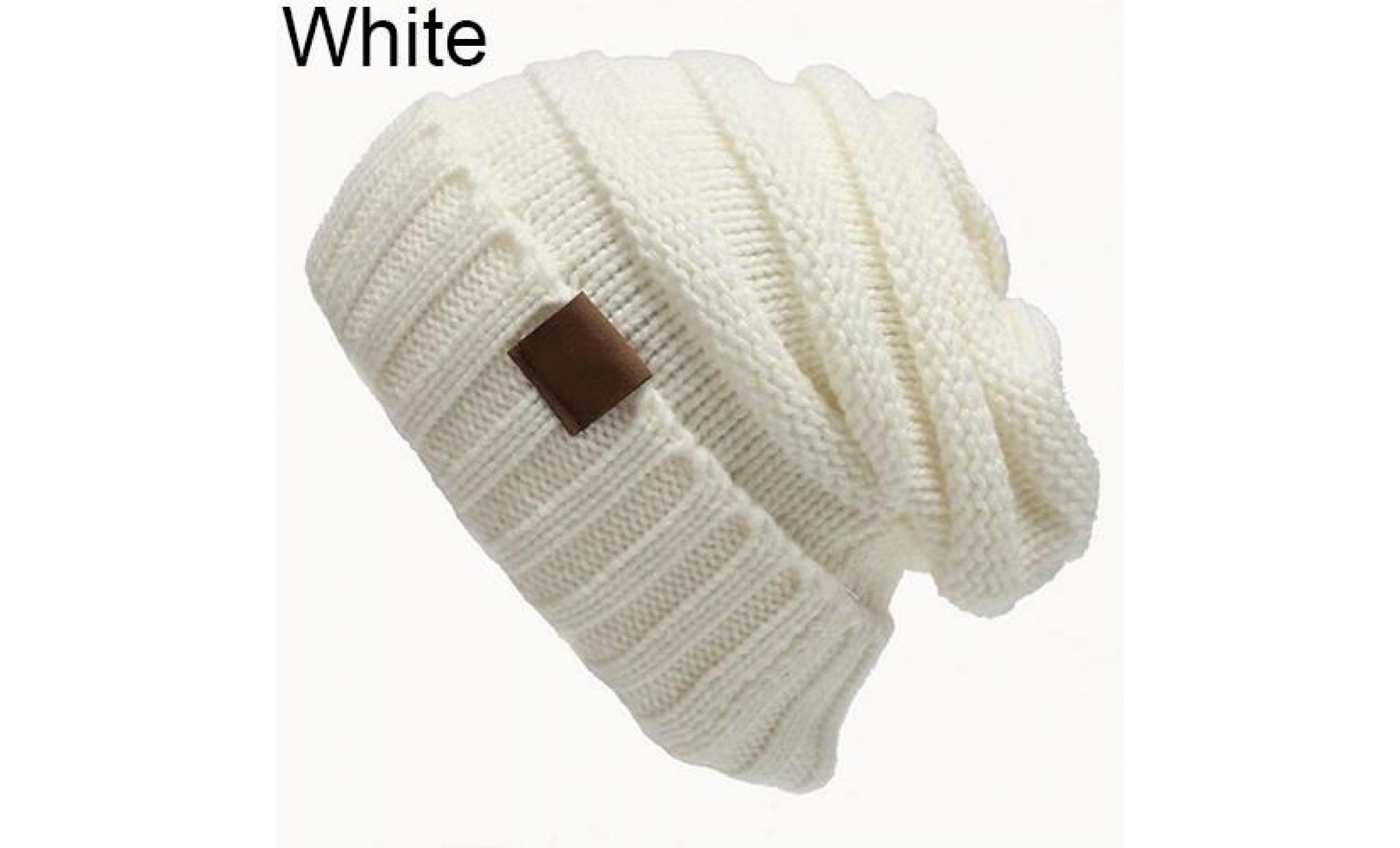 mode féminine hiver laine chaude au crochet tricoté bonnet de ski bonnet de chapeau blanc