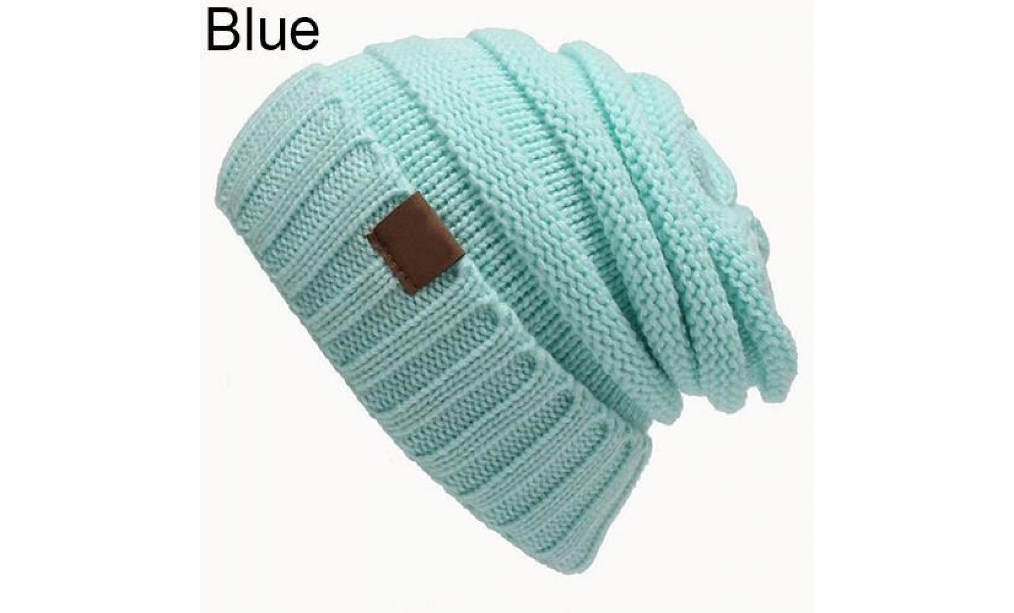 mode féminine hiver laine chaude laine crochet crochet ski bonnet chapeau bonnet bleu