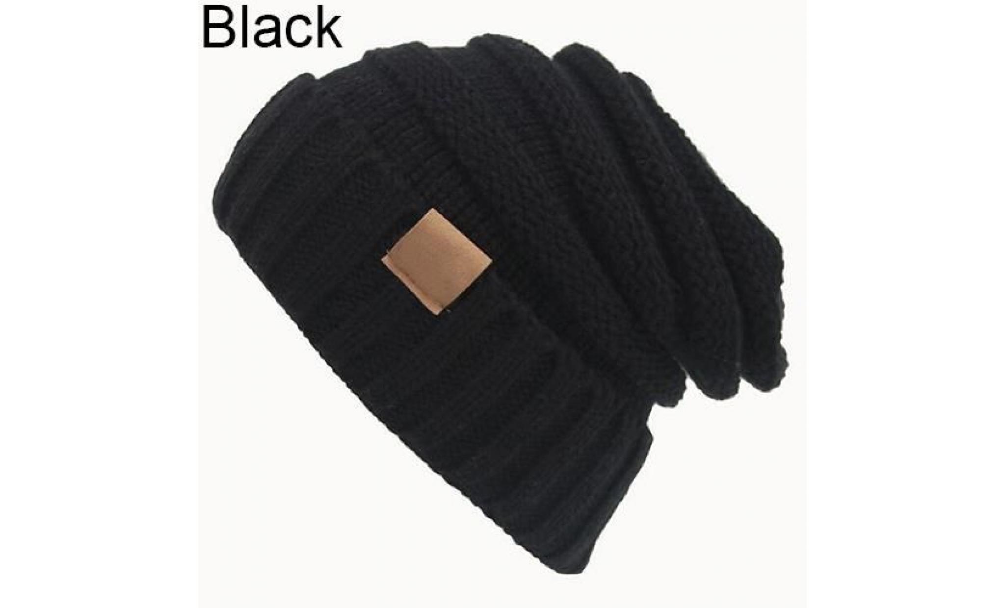 mode femme hiver laine chaude crochet tricot bonnet de ski bonnet de chapeau noir