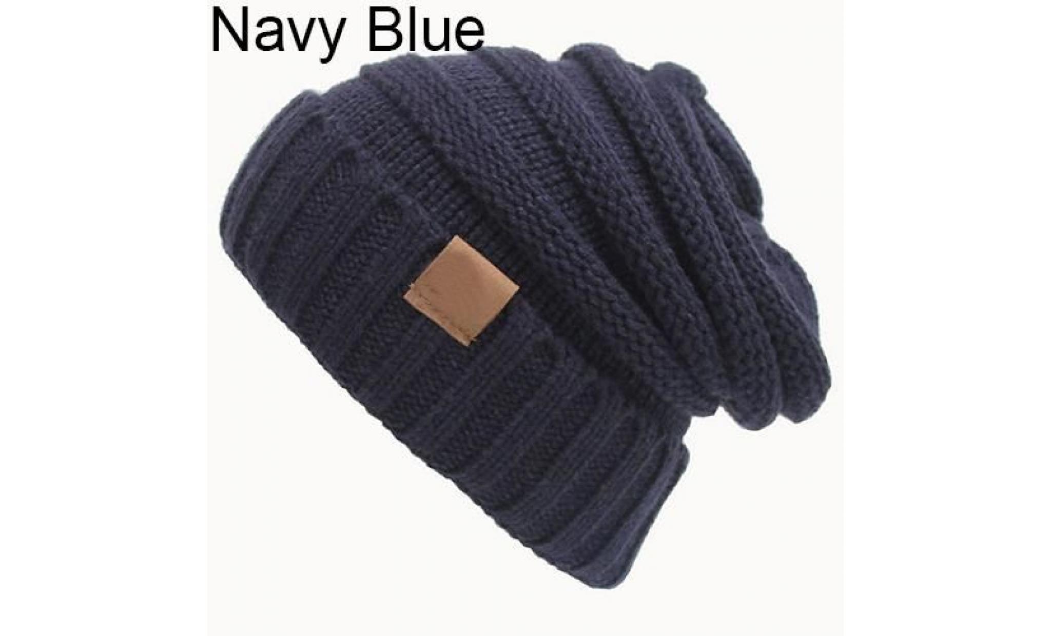 mode femme hiver laine chaude laine crochet crochet ski bonnet chapeau bonnet bleu marine