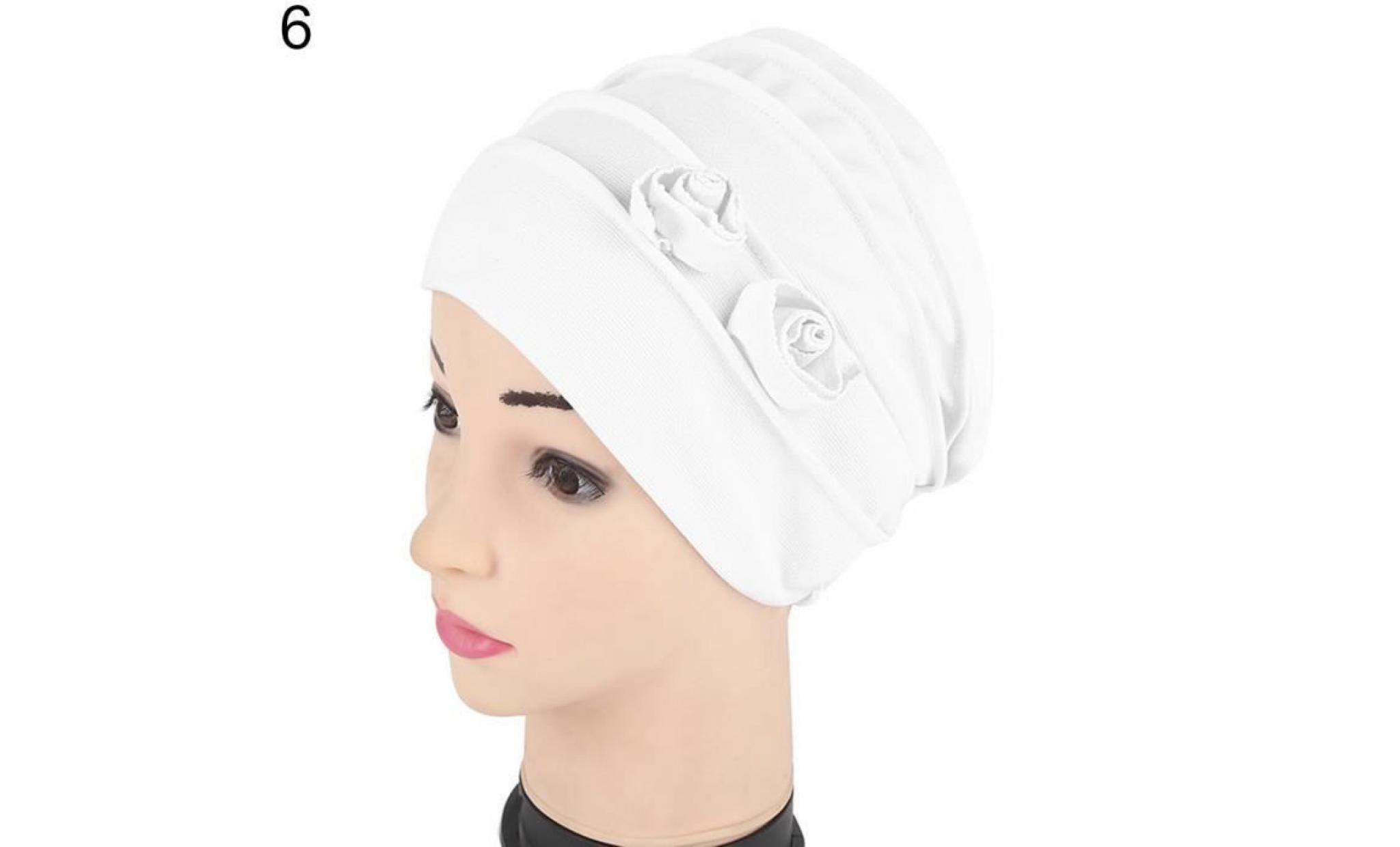 mode femmes tissage coton chapeau de fleurs chaud bonnet À tricoter baggy crochet cap blanc