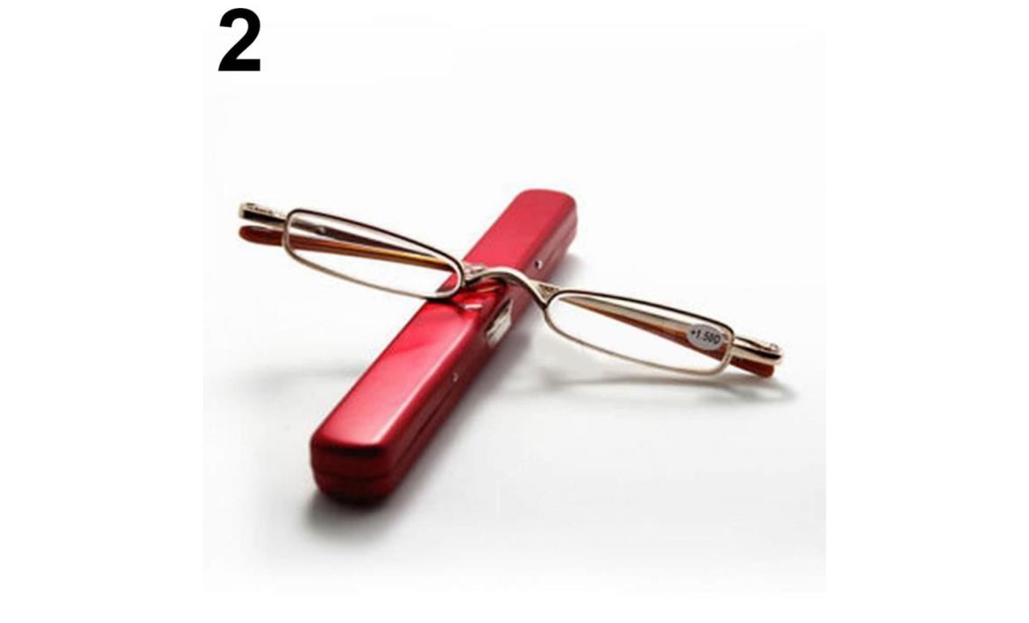 mode mini lunettes de lecture portables et stylés portefeuille tube etui 1.00   4.00 dioptrie rouge +4.00 force