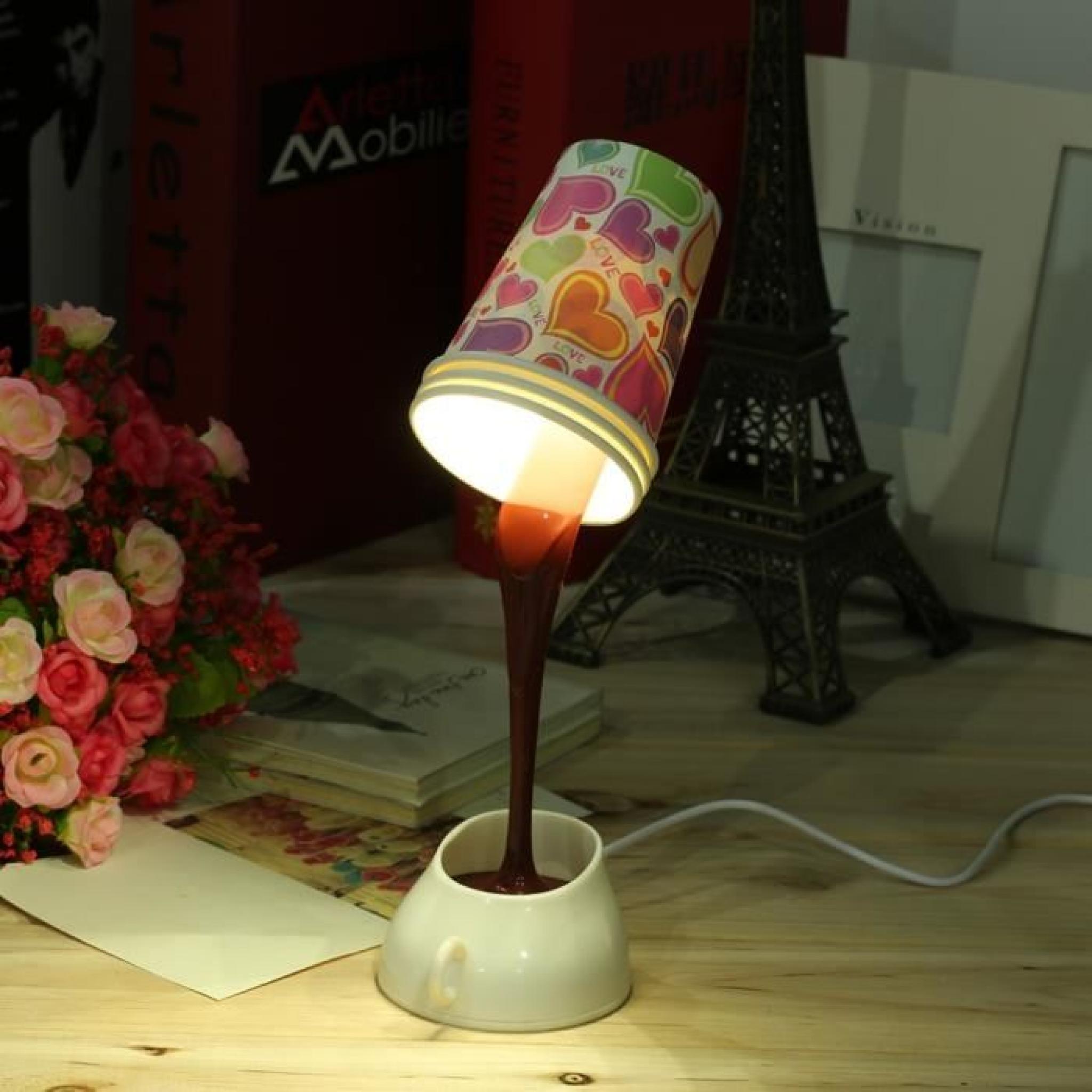 Mode Moderne  Créatif Versant Café Led Lampe De Table Usb Multicolore Forme De Lumière La Nuit Est  