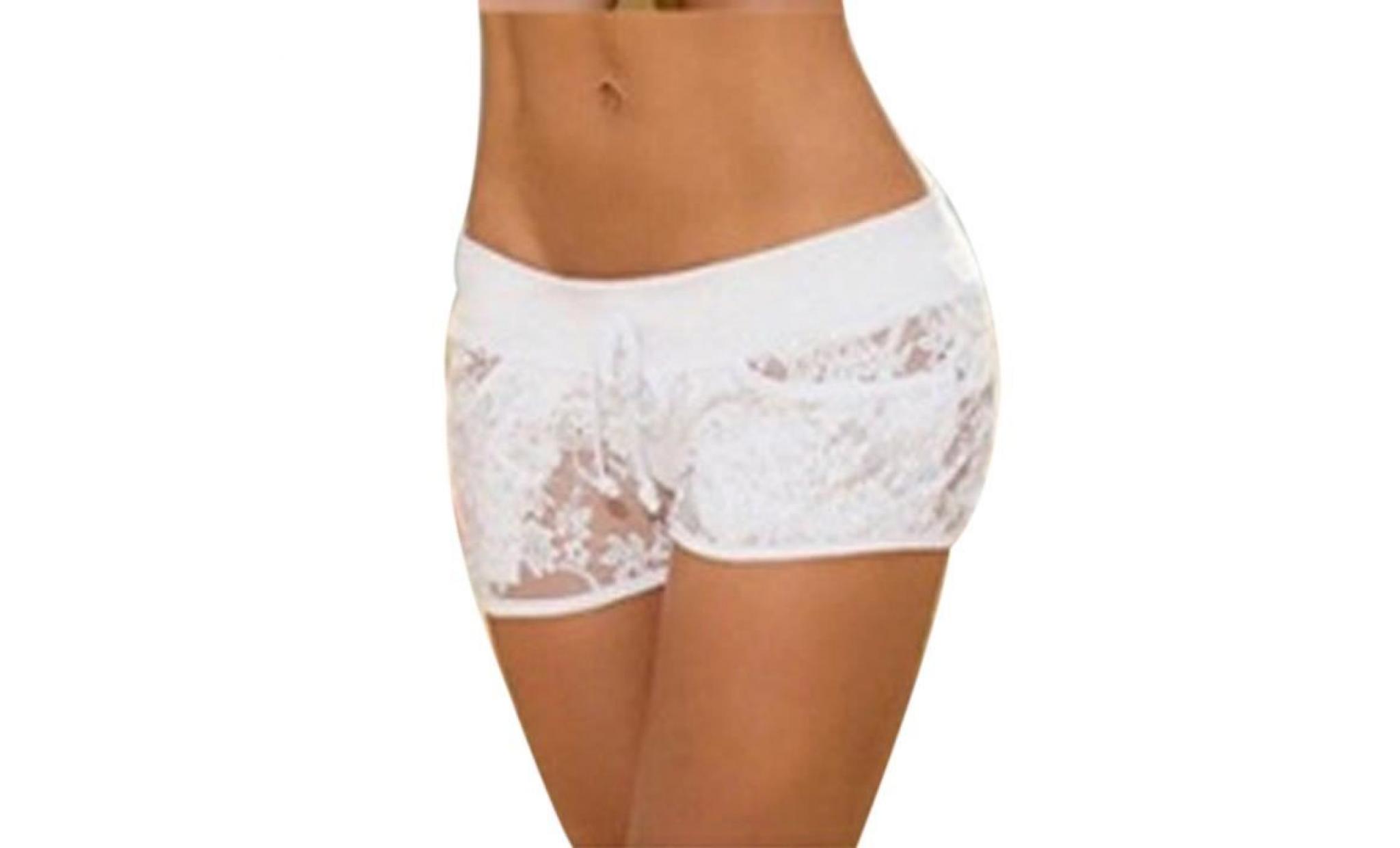 mode sexy dentelle florale slips culottes strings sous vêtements slips shorts pour femmes blanc m