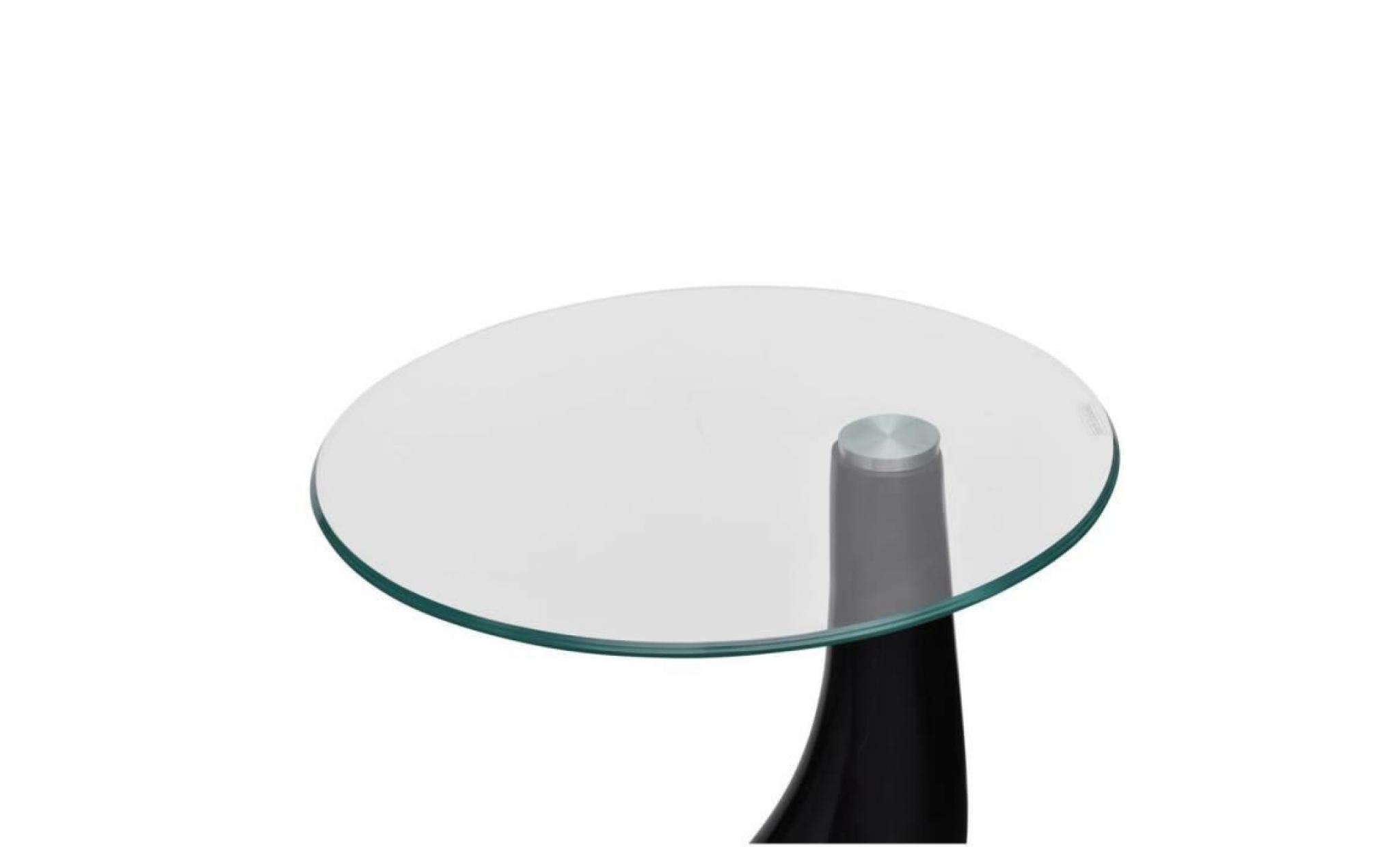 mode table basse meuble de salon avec dessus de table en verre rond noir brillant pas cher