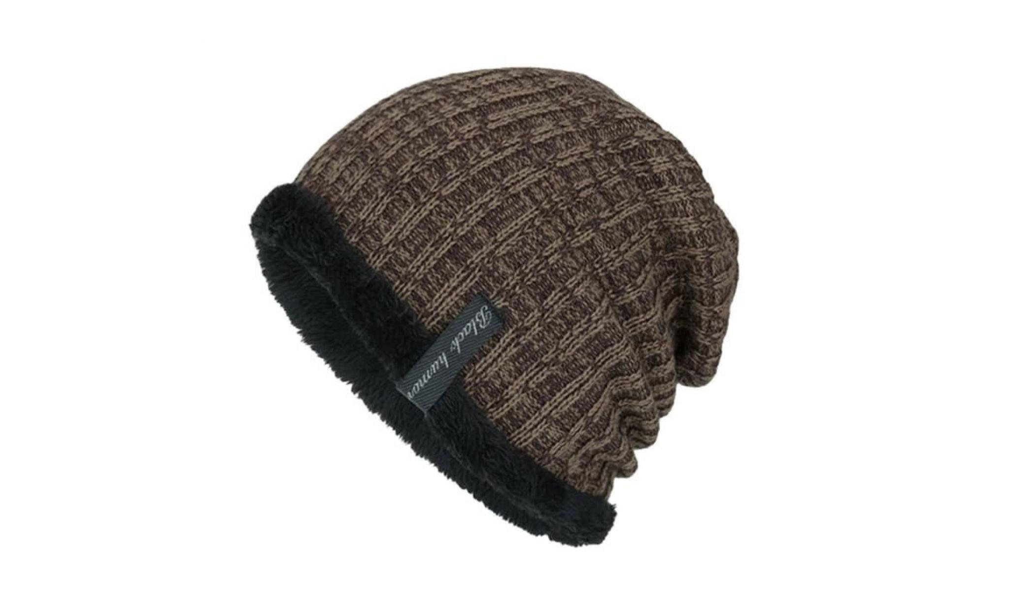 mode tricoté Épaissir chaud chapeau d'hiver hommes casual fils de laine hip hop cap kaki