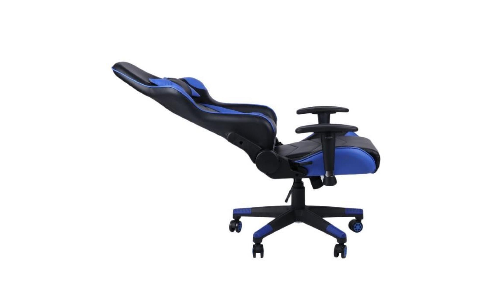 moderne bleu chaise de jeu bureau faux cuir anti fatigue avec coussin de reins tête confortable pas cher