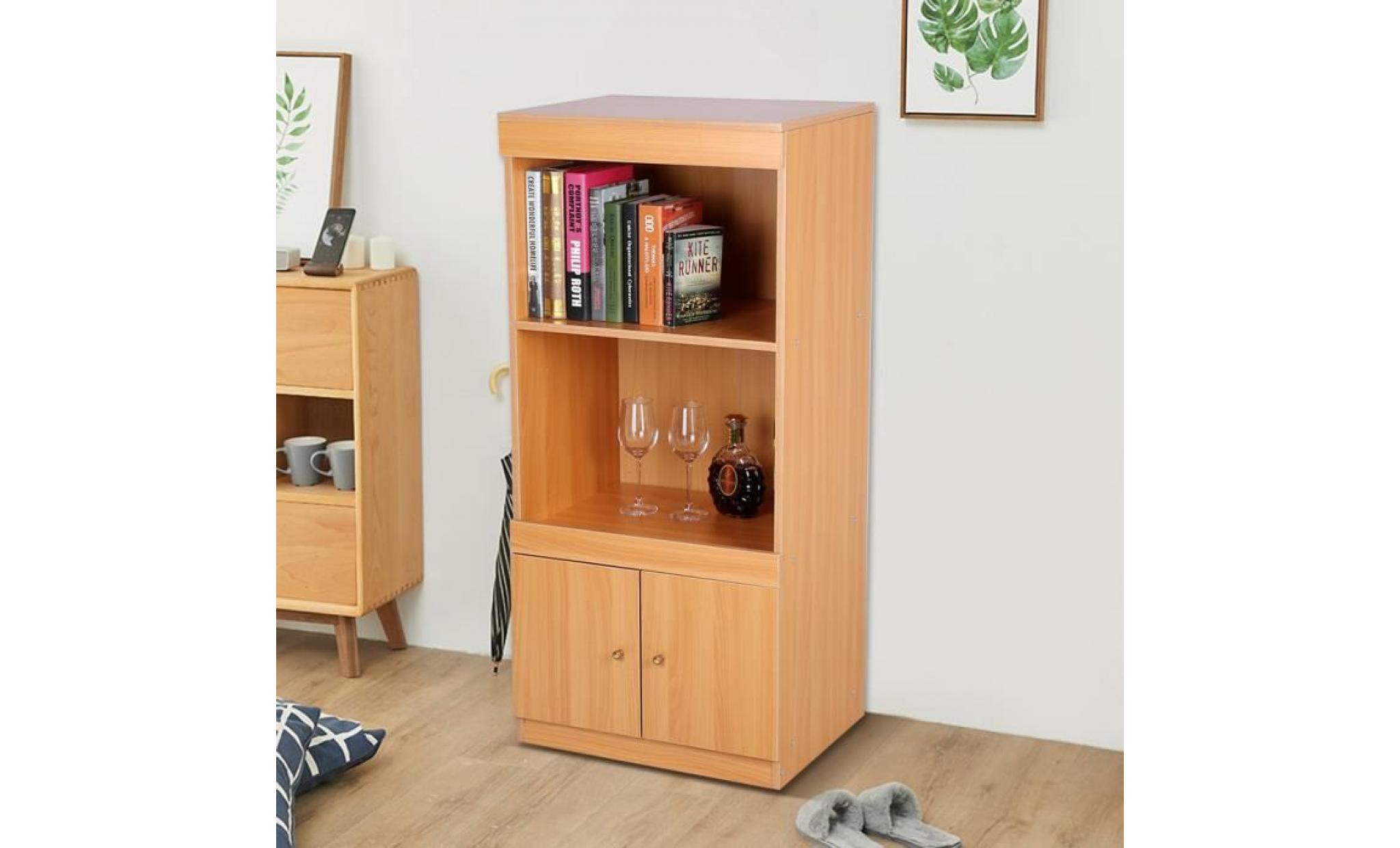 moderne classeur armoire de stockage en bois pour bureau domicile 2 compartiment et étagère inférieure avec portes bibliothèque