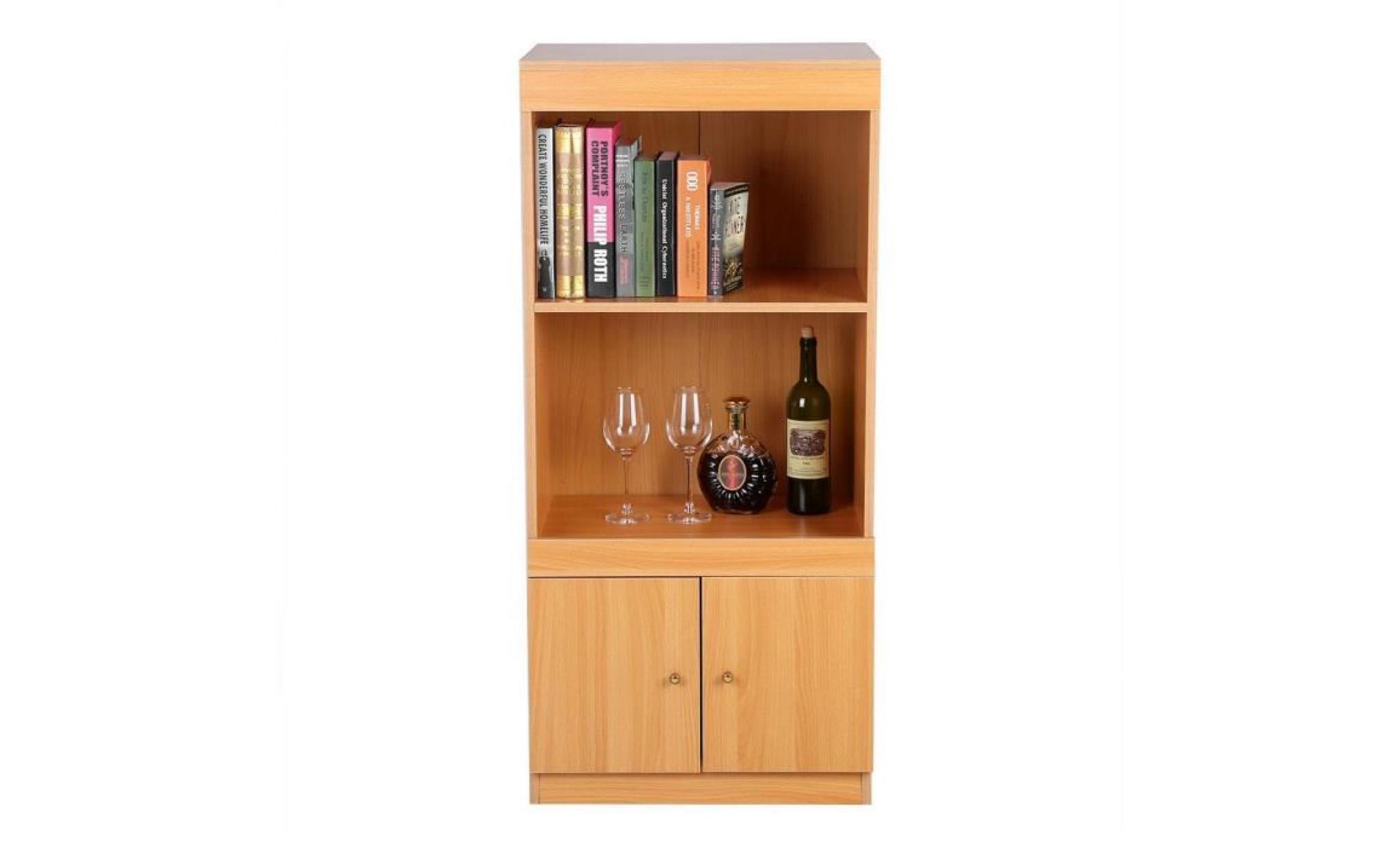 moderne classeur armoire de stockage en bois pour bureau domicile 2 compartiment et étagère inférieure avec portes bibliothèque pas cher