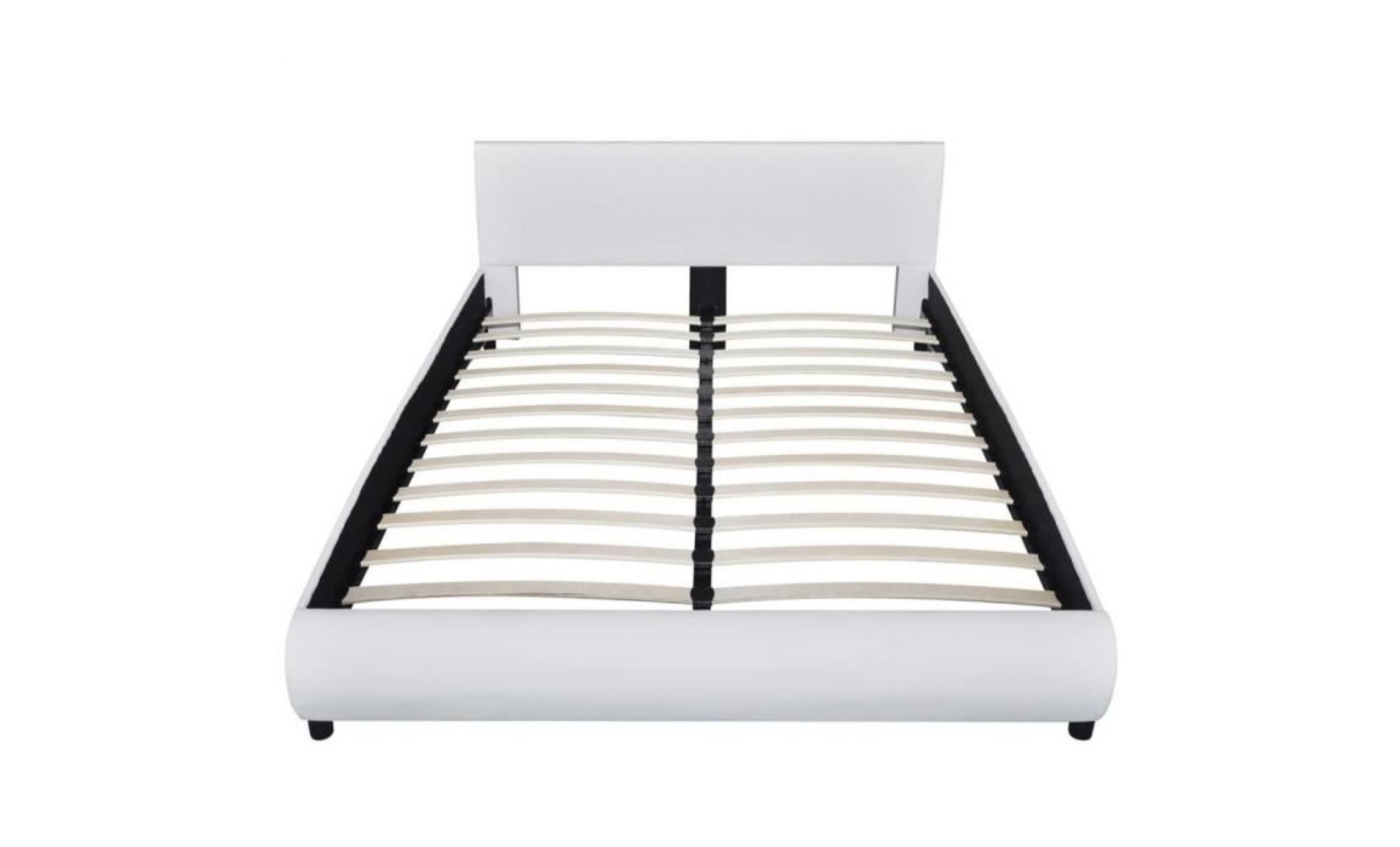 moderne grand lit cadre de lit 140 x 200 cm cuir artificiel blanc pas cher