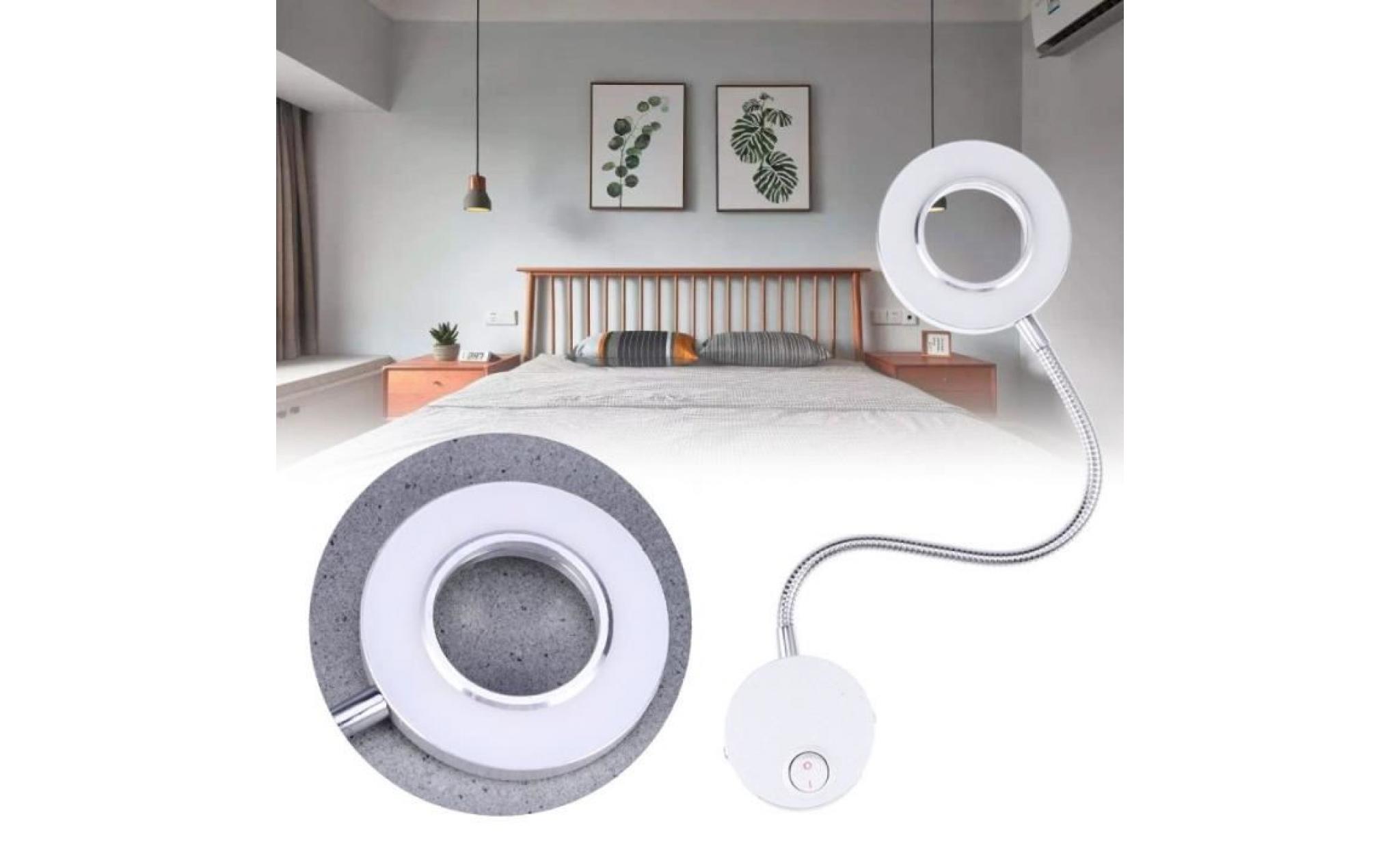 moderne mode 5w led tuyaux applique murale flexible lampe de lecture de chevet pour chambre hôtel (argent) (blanc chaud) pas cher