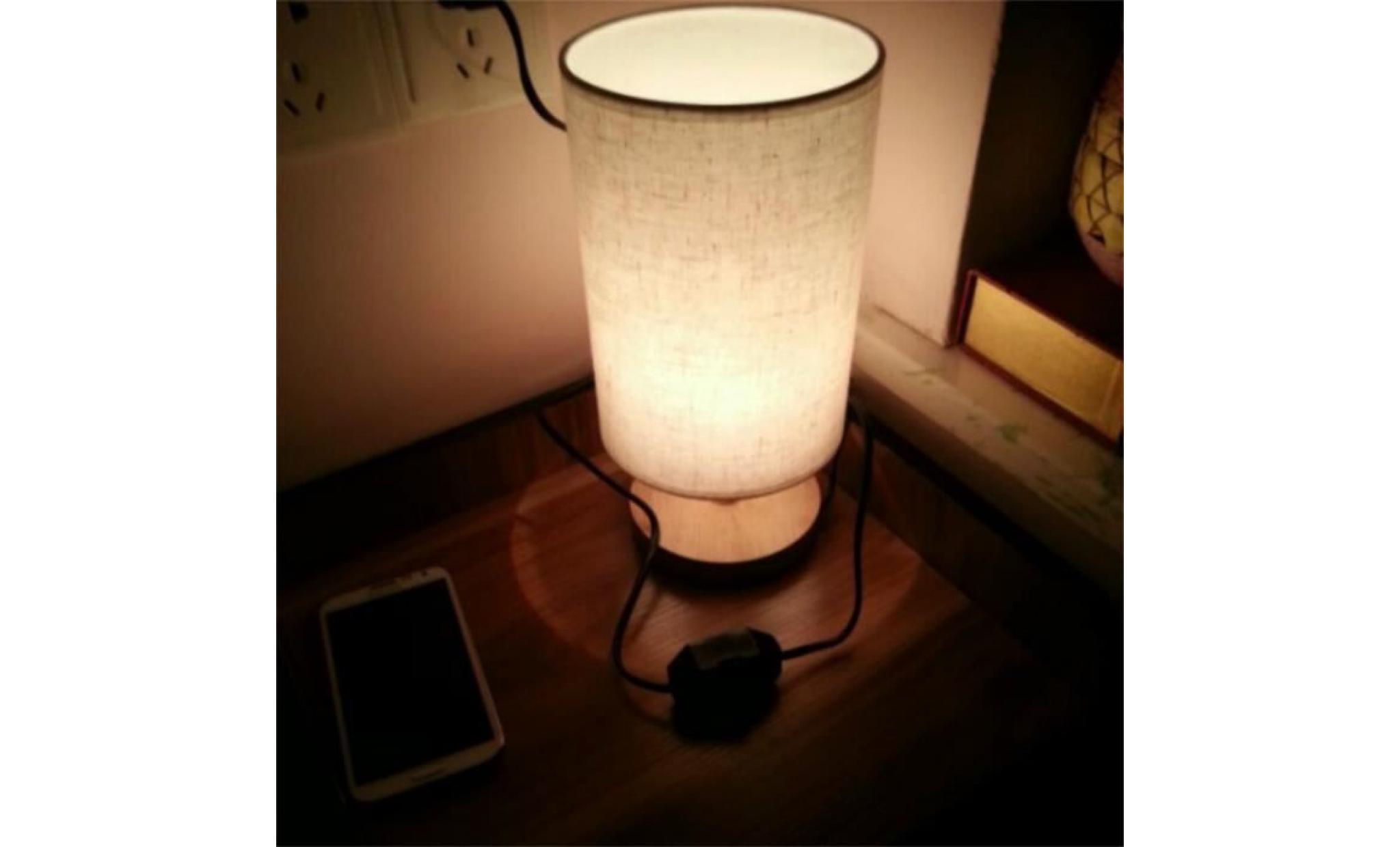 moderne mode simple 5 couleurs tissu bois led e27 dimmer lampe de table pour chambre chevet bar déco lumière 80 265v jaune   0 5w