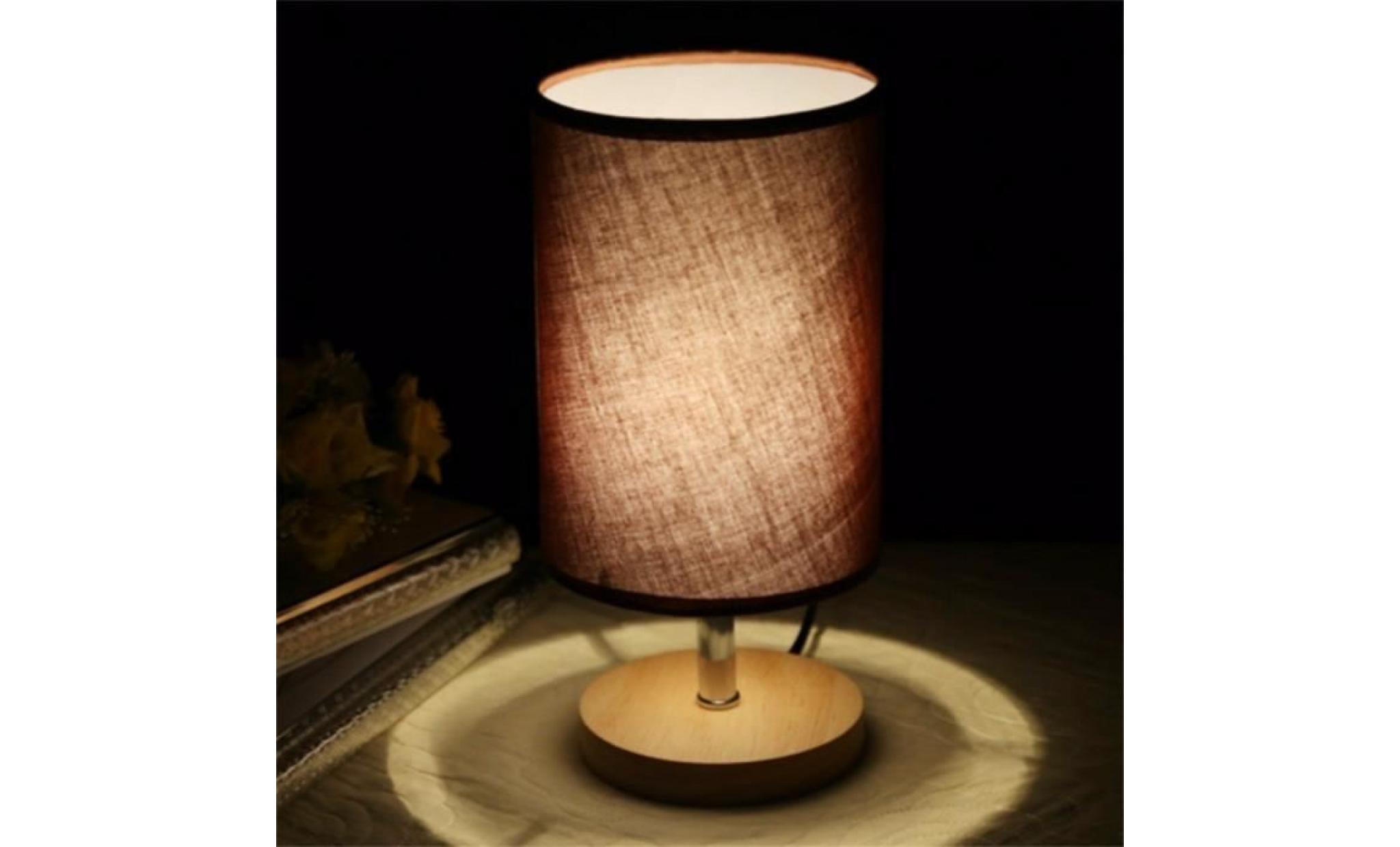 moderne mode simple 5 couleurs tissu bois led e27 dimmer lampe de table pour chambre chevet bar déco lumière 80 265v beige   0 5w pas cher