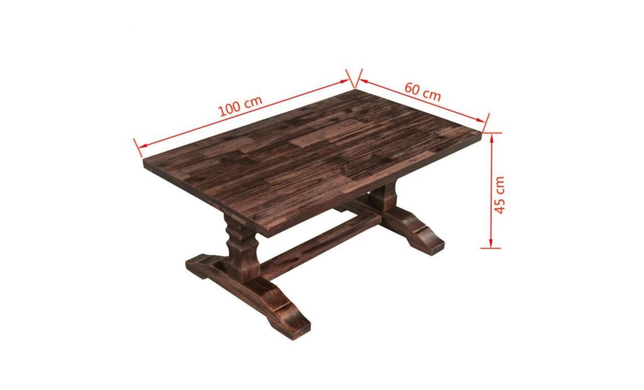 moderne table basse table à thé console salon contemporain scandinave bois de manguier massif 88 x 50 x 40 cm pas cher