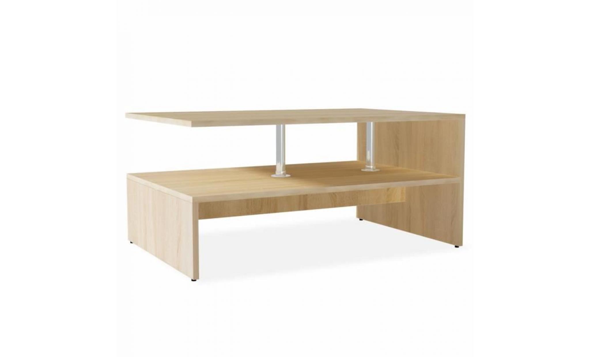 moderne table basse table de salon en aggloméré 90 x 59 x 42 cm chêne