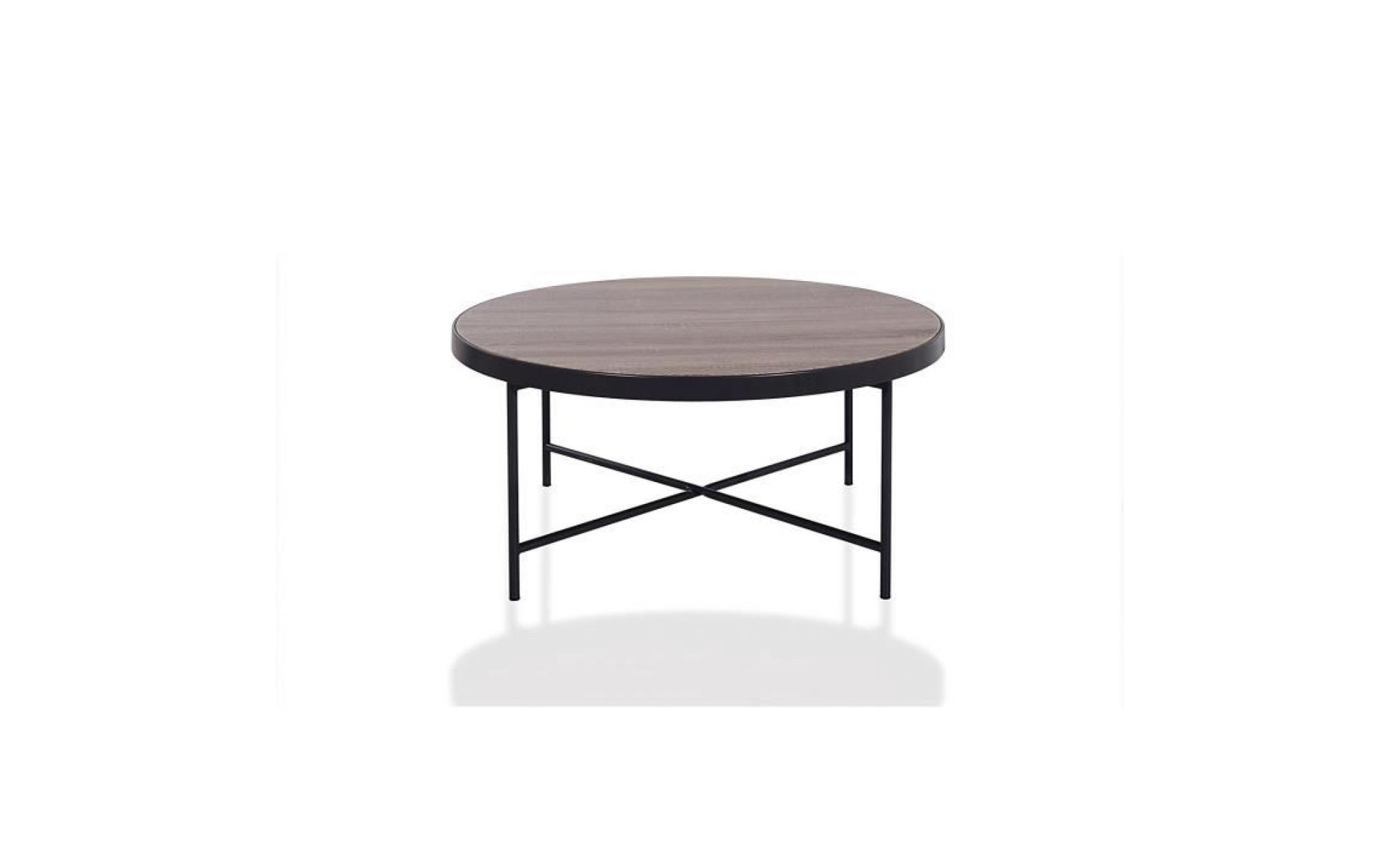 ottmar table basse ronde en bois piédestal de cadre en métal meubles rétro de salon pas cher