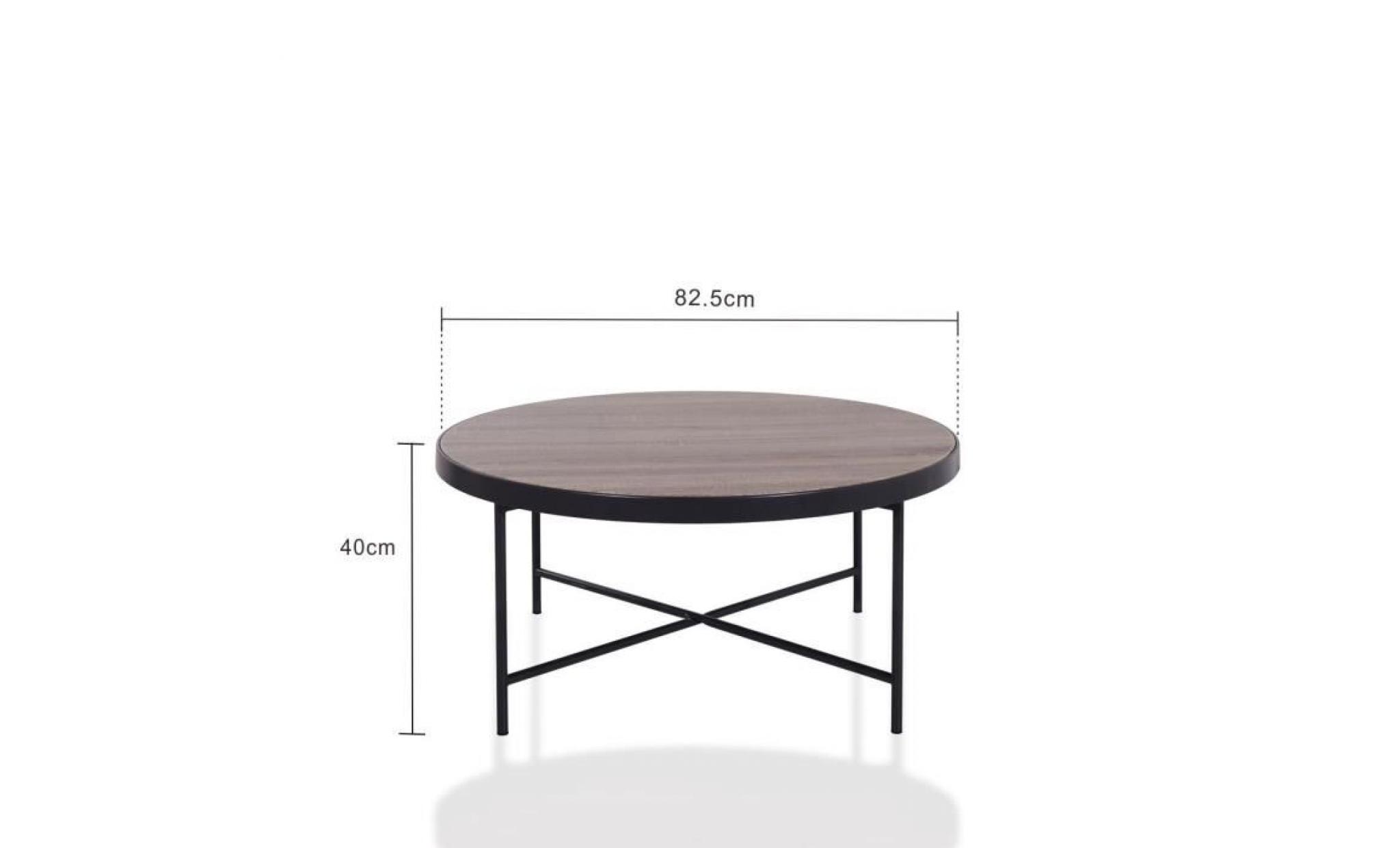 ottmar table basse ronde en bois piédestal de cadre en métal meubles rétro de salon pas cher