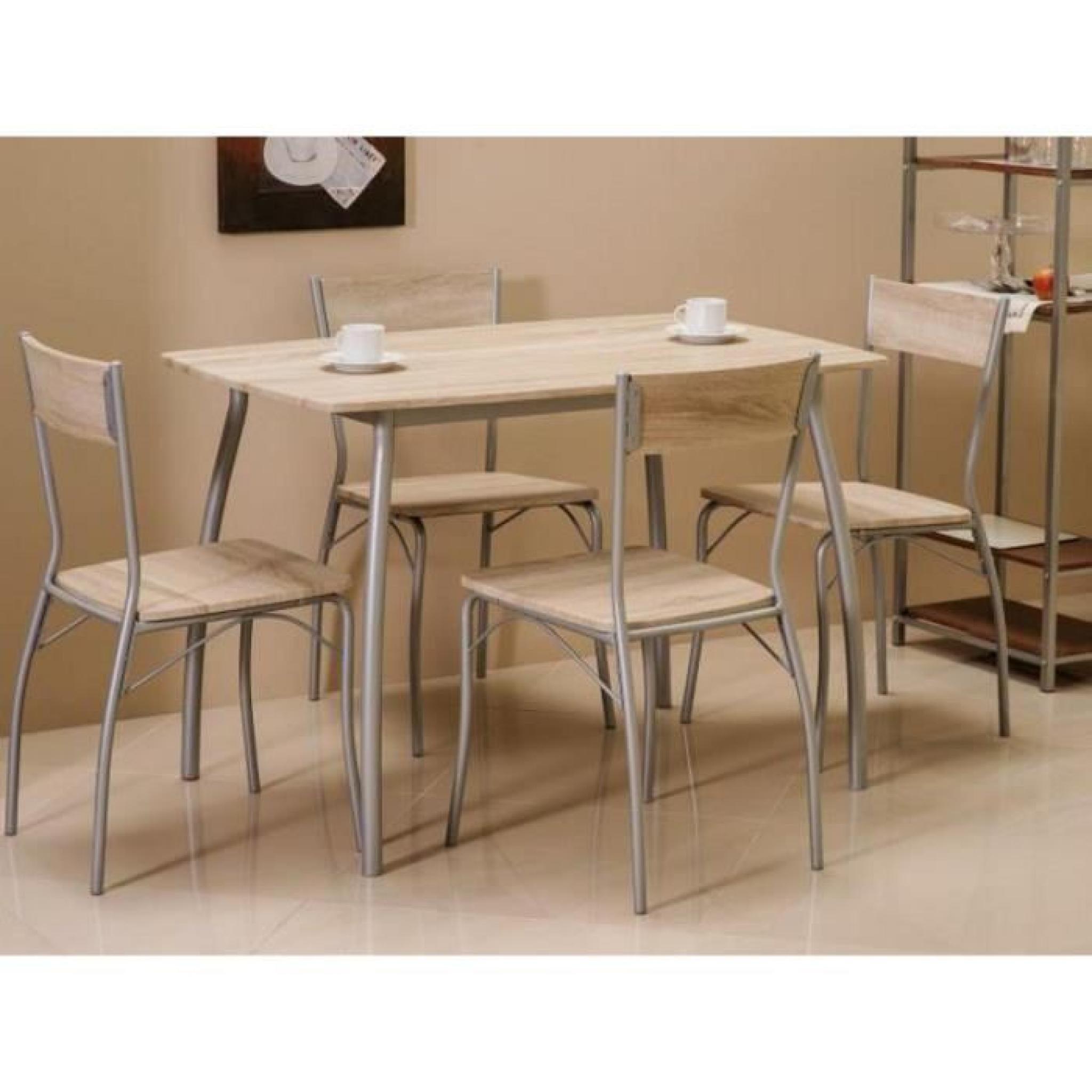 Modus Table de salle à manger + 4 chaises Alluminium-Sonoma Chêne  75x72x110