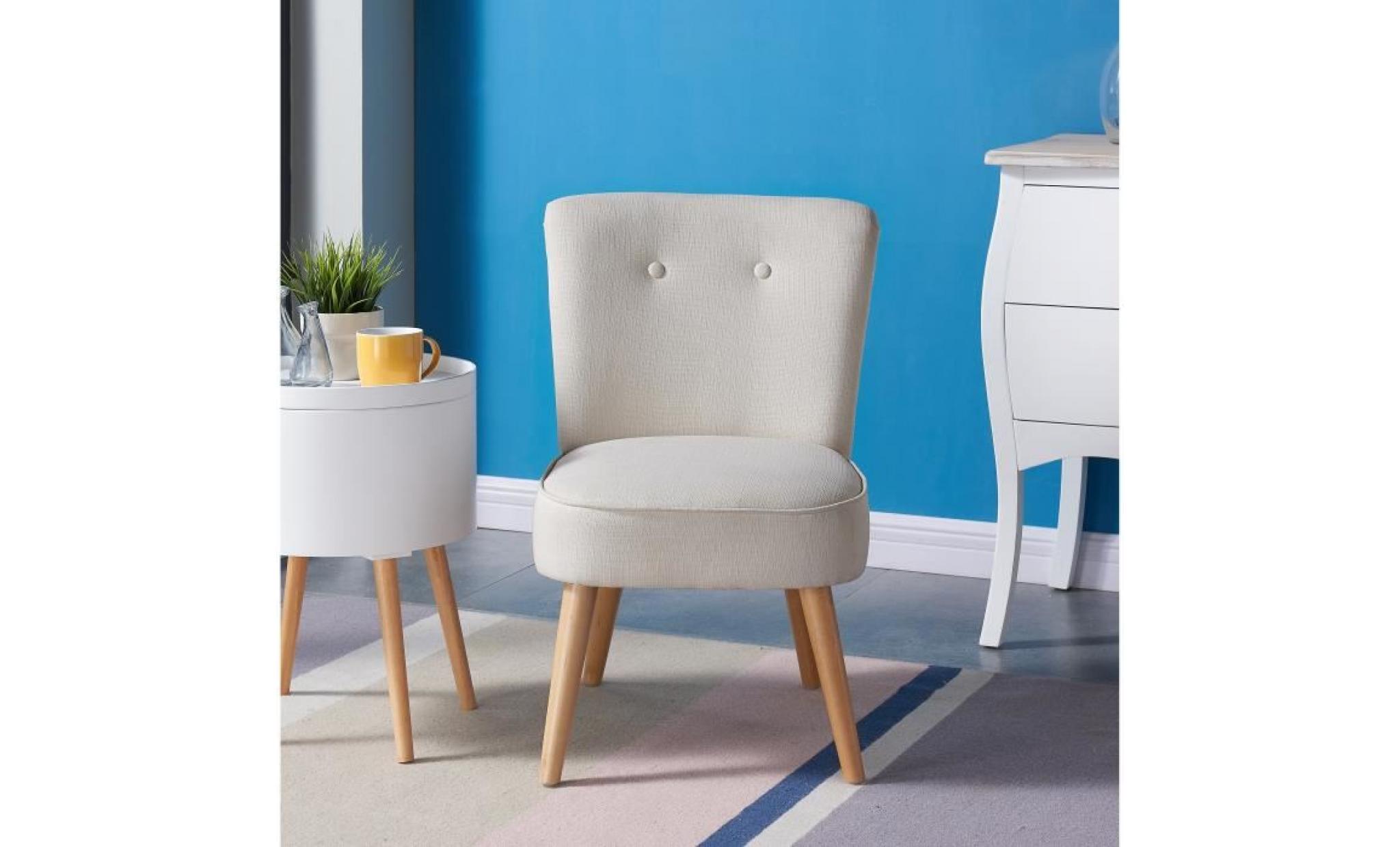 mona fauteuil crapaud   lin ivoire   scandinave   l 51 x p 58 cm pas cher