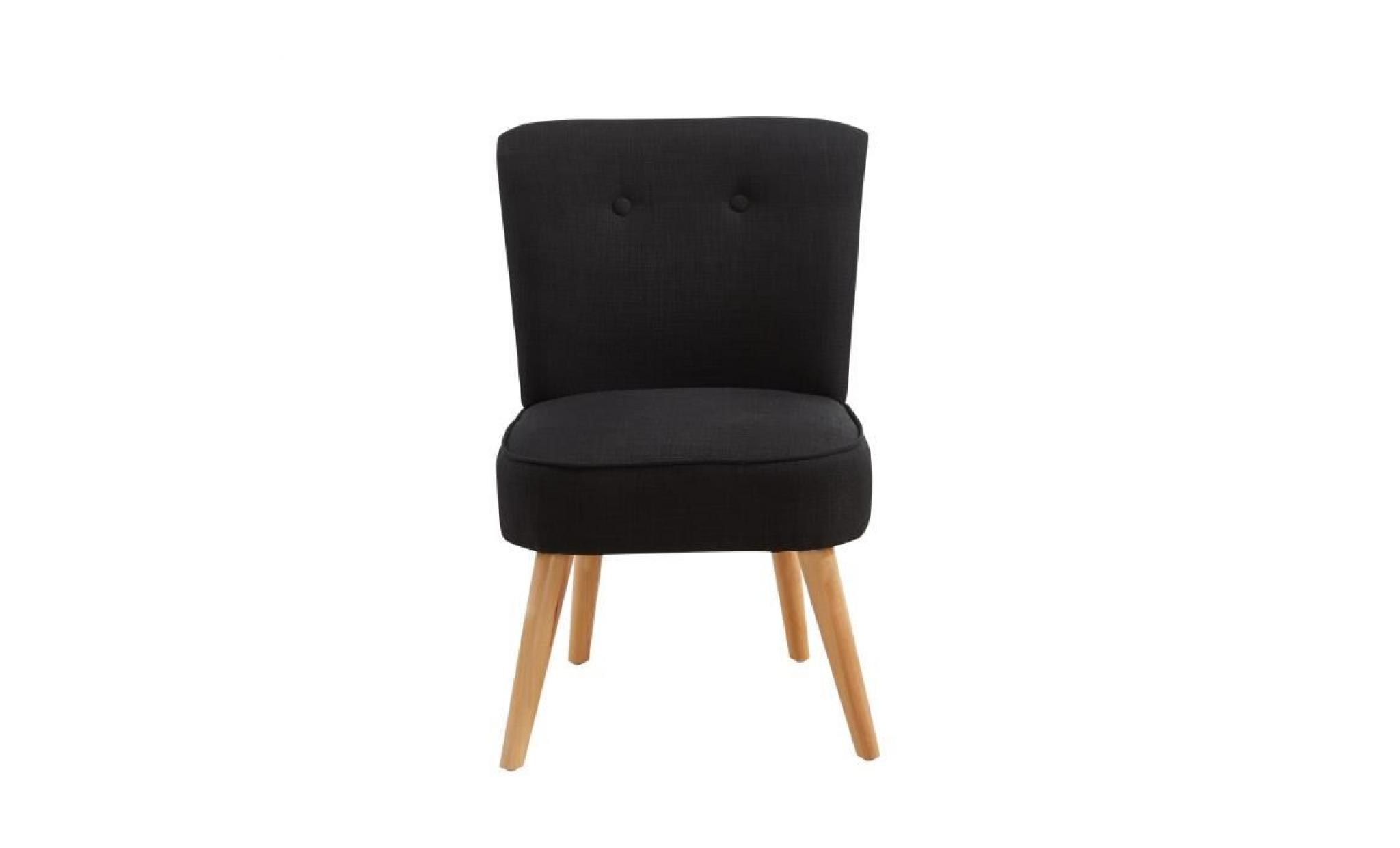 mona fauteuil crapaud   lin noir   scandinave   l 51 x p 58 cm pas cher