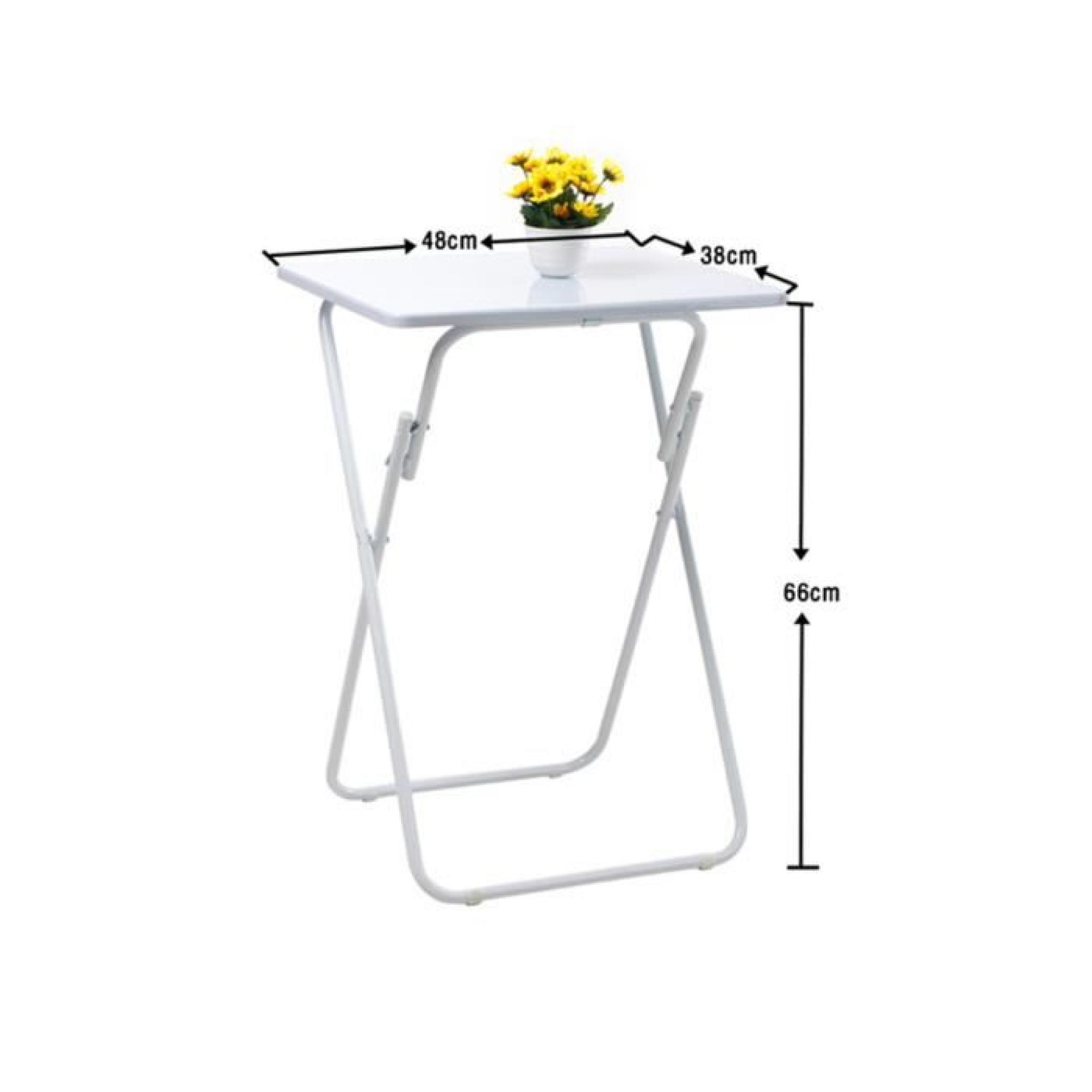 Multifonction Table d'appoint Pliable MDF Blanc 48cm x 38cm x 66cm pas cher