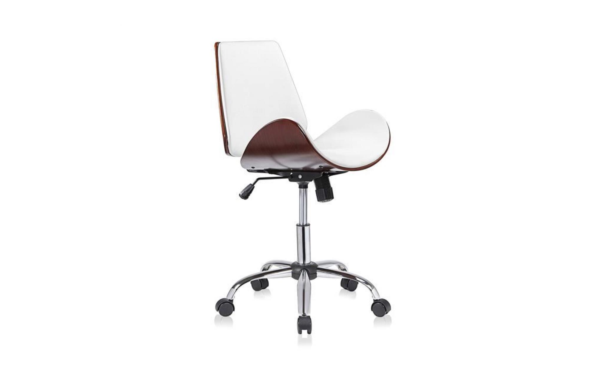 my sit tabouret de travail chaise de bureau constance en blanc brun siège pivotant réglable en hauteur rembourré avec roulette rétro