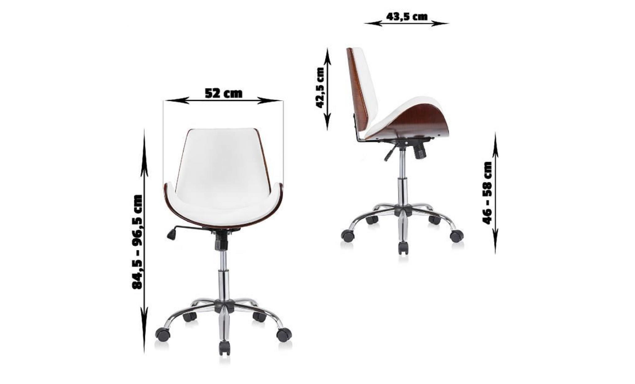 my sit tabouret de travail chaise de bureau constance en blanc brun siège pivotant réglable en hauteur rembourré avec roulette rétro pas cher