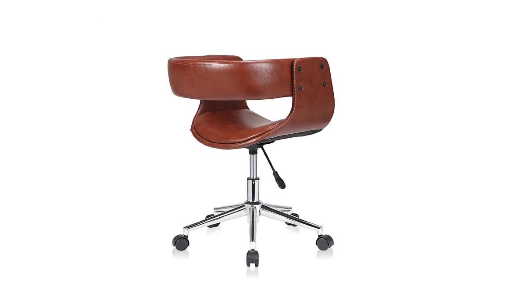 my sit tabouret de travail chaise de bureau francis en brun siège pivotant réglable en hauteur rembourré avec roulettes design rétro pas cher