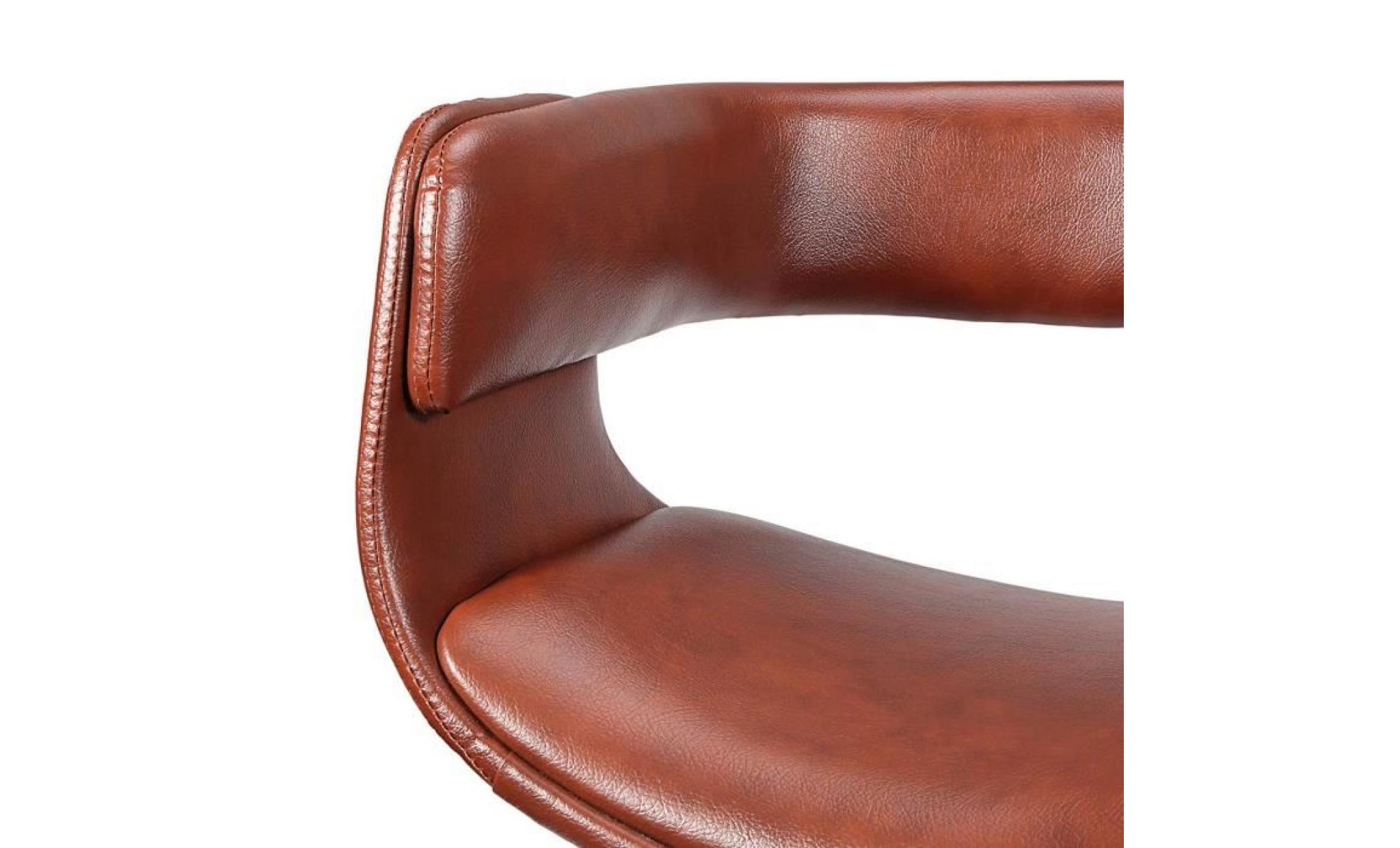 my sit tabouret de travail chaise de bureau francis en brun siège pivotant réglable en hauteur rembourré avec roulettes design rétro pas cher