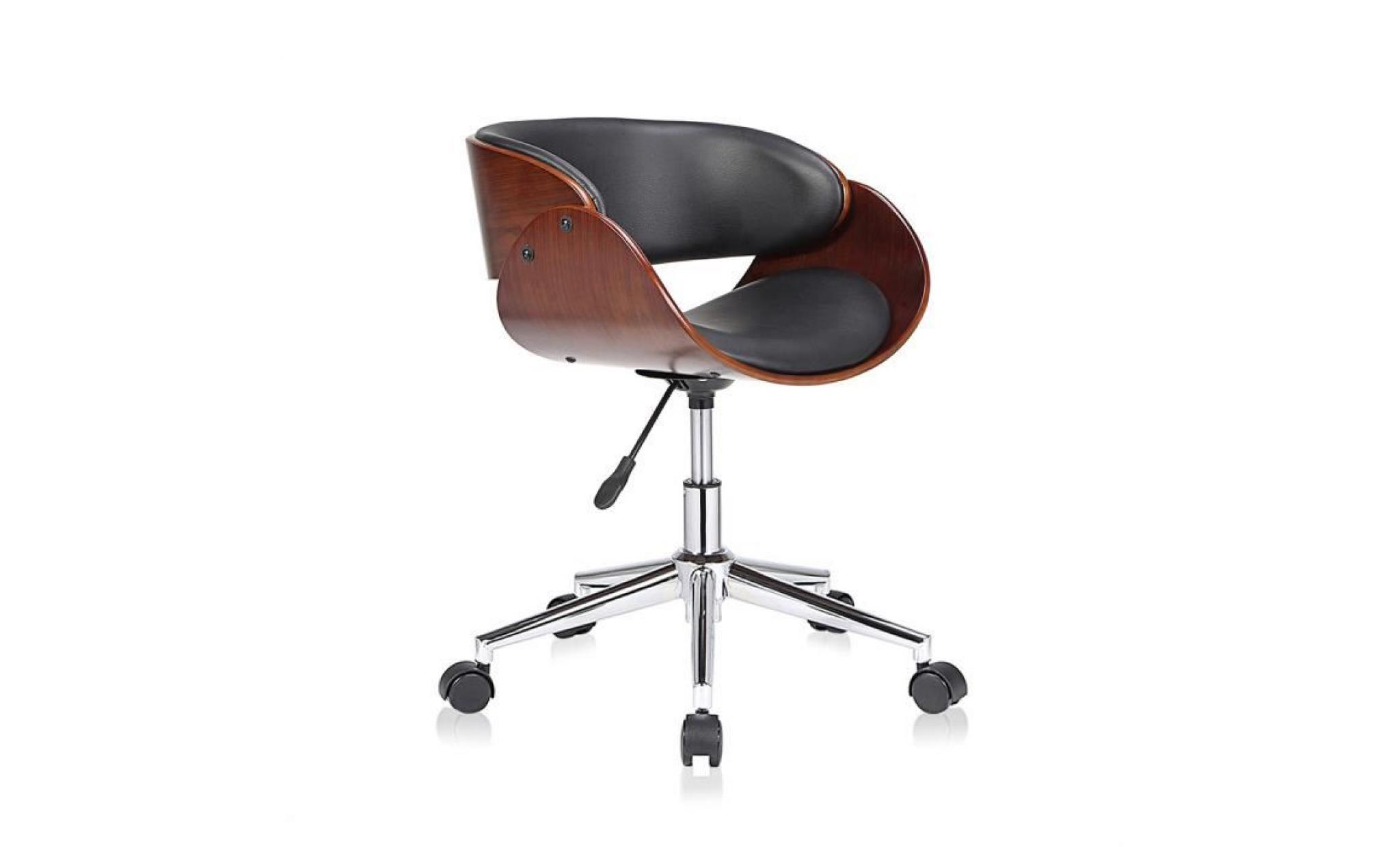 my sit tabouret de travail chaise de bureau hazel en noir brun siège pivotant réglable en hauteur rembourré avec roulettes rétro