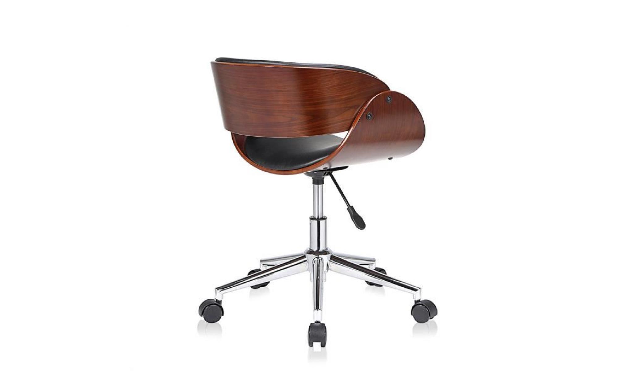 my sit tabouret de travail chaise de bureau hazel en noir brun siège pivotant réglable en hauteur rembourré avec roulettes rétro pas cher