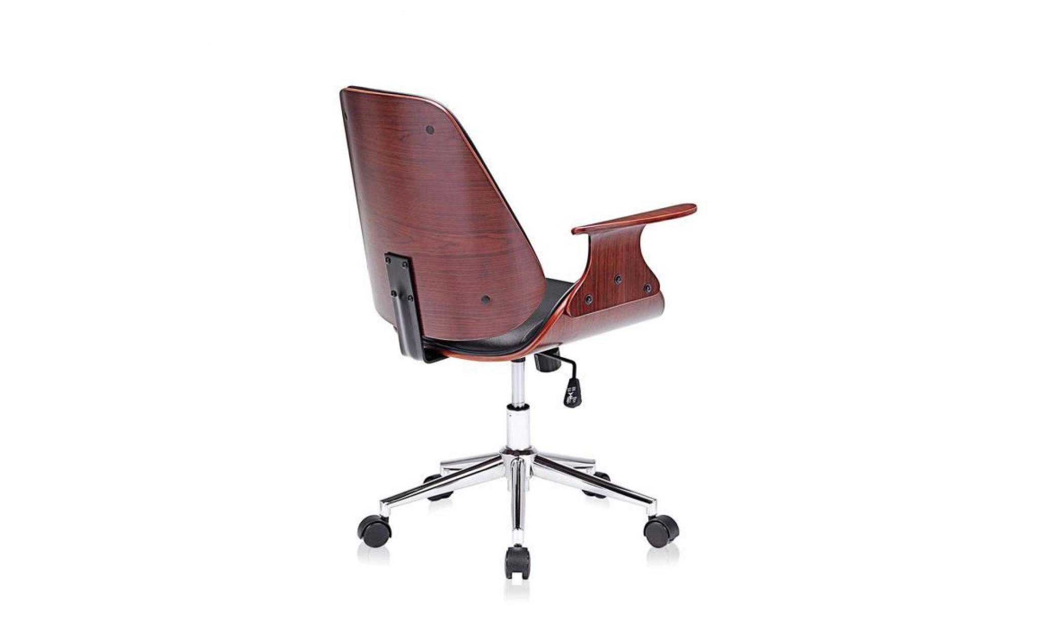 my sit tabouret de travail chaise de bureau sadie en noir brun siège pivotant réglable en hauteur rembourré avec roulettes rétro pas cher
