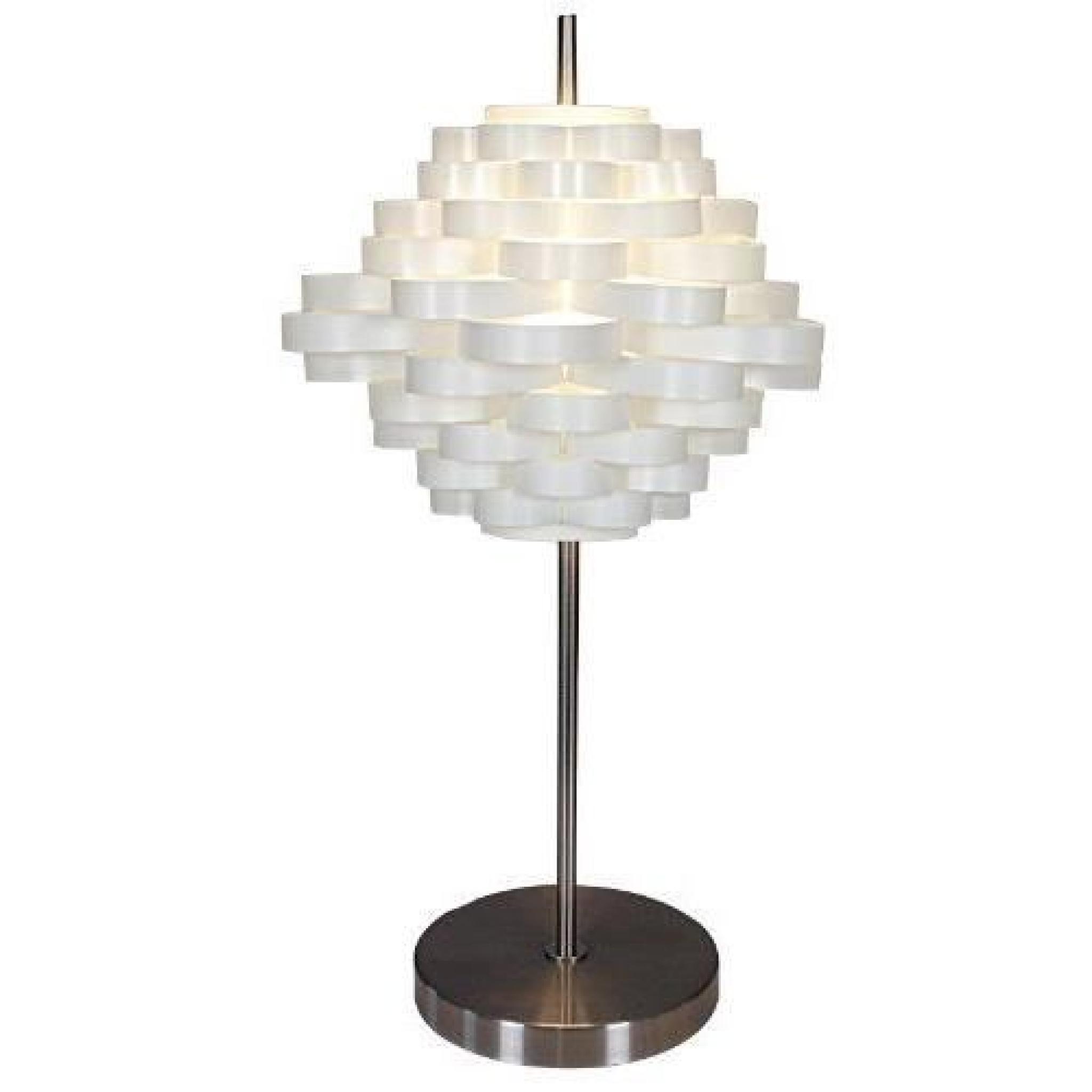 Naeve Leuchten 3025823 Lampe de table décorative en métal et plastique livrée sans ampoule Interrupteur sur cordon Blanc 61 x 35 cm