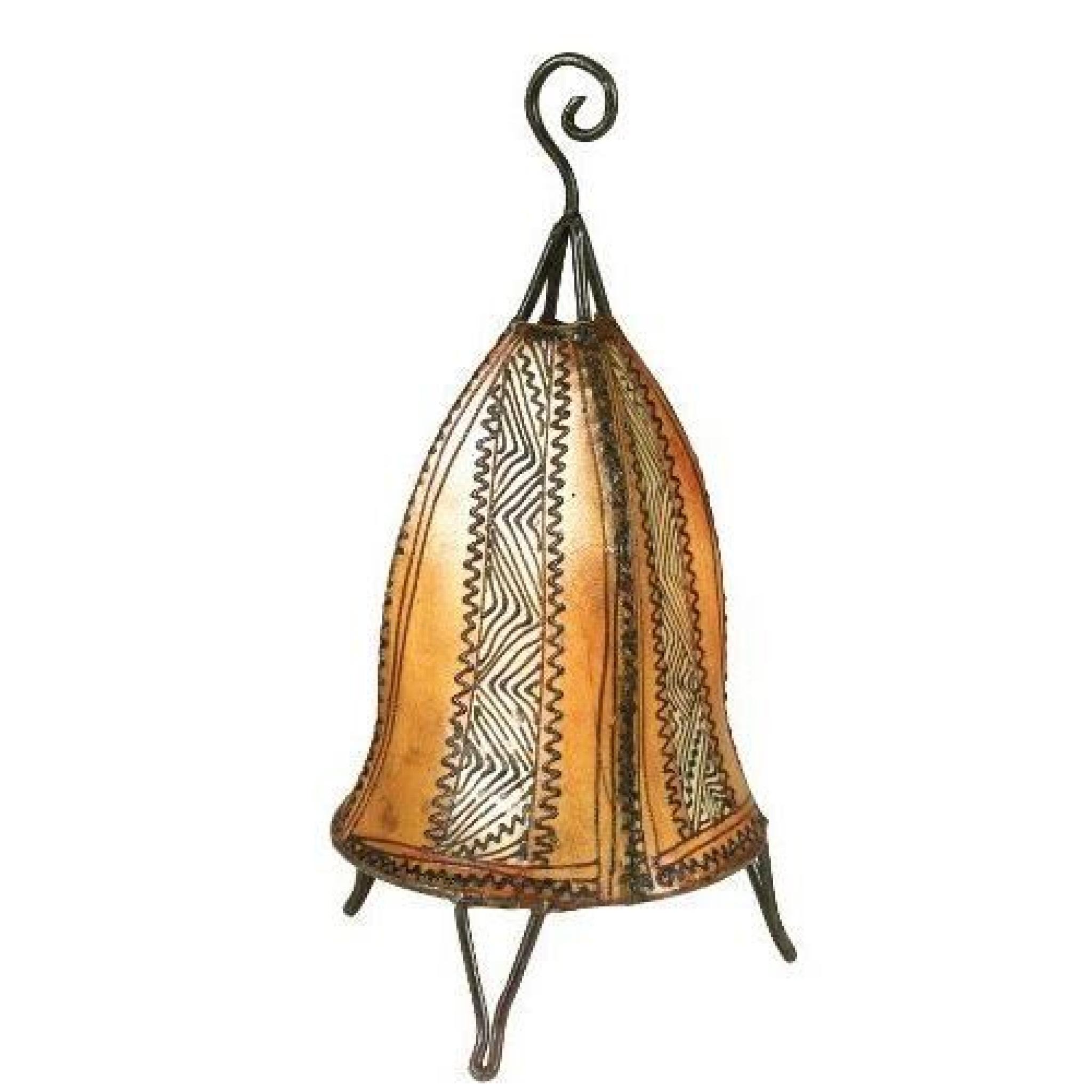 Naeve Leuchten 370900 Kasbah Lampe de table en métal et peau de chèvre à  1 ampoule E14 40 W 40 cm Ø 20 cm