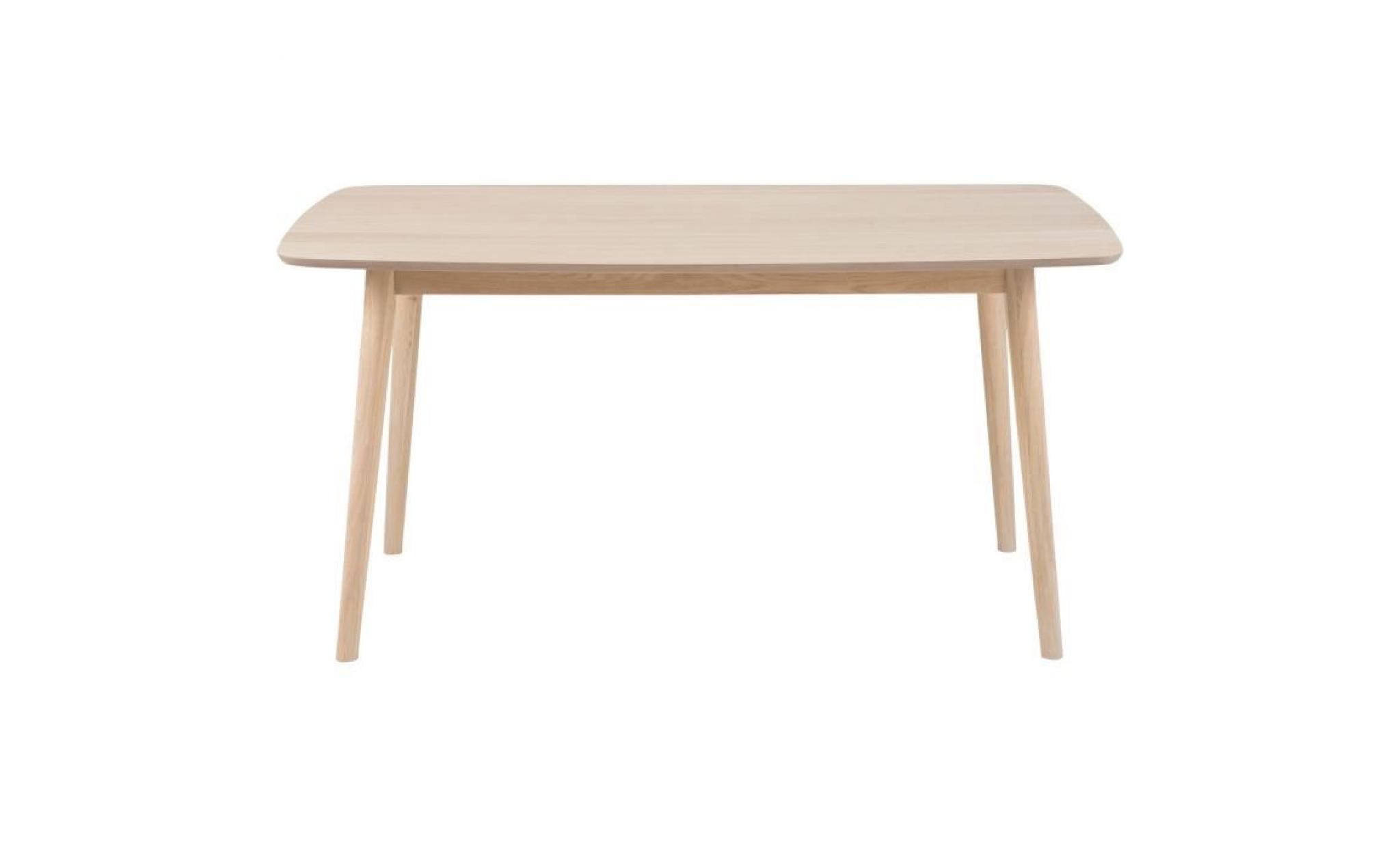 nagano table à manger de 4 à 6 personnes scandinave placage chêne huilé blanchi   l 150 x l 80 cm