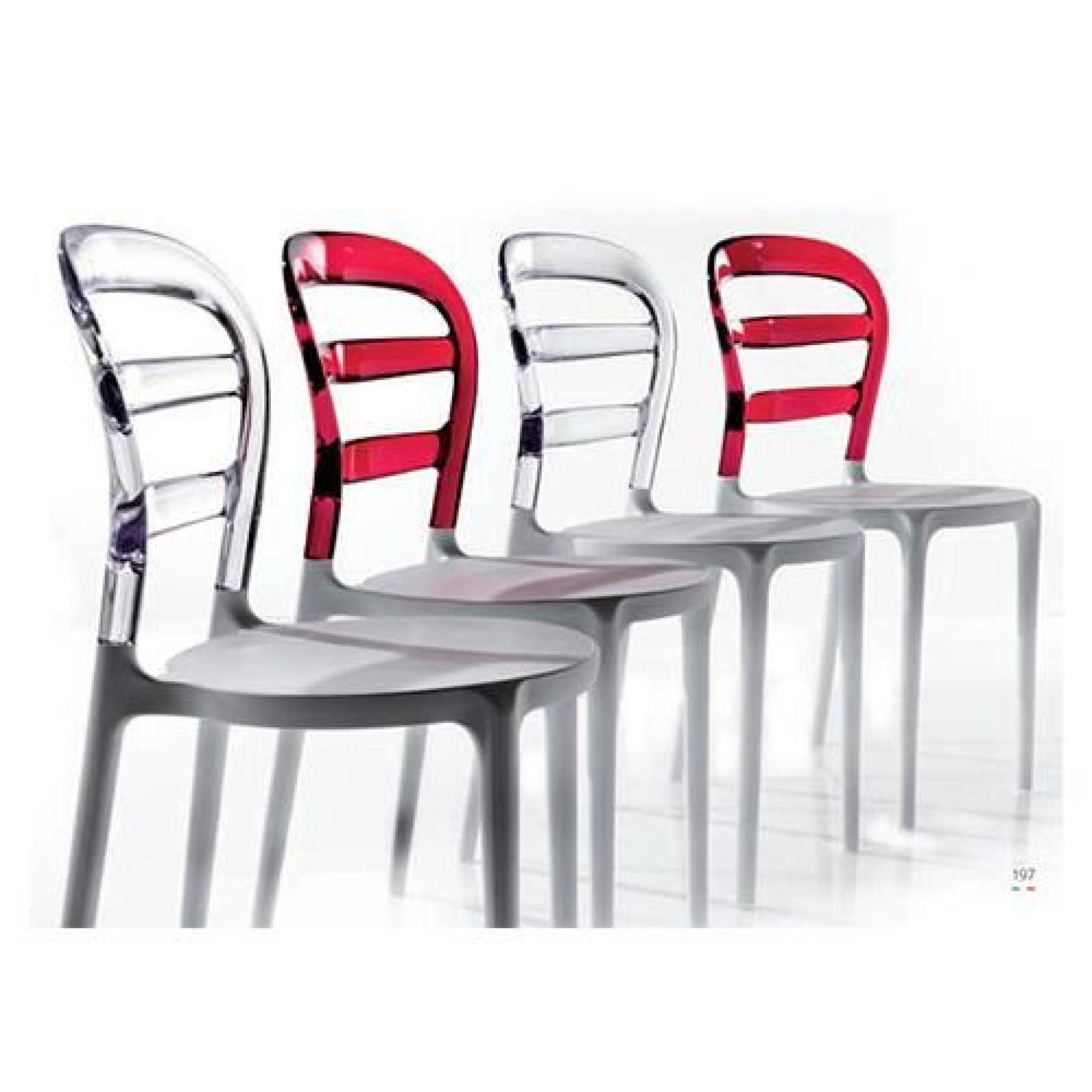 NEO - Chaise en polypropylene rouge transparent pas cher