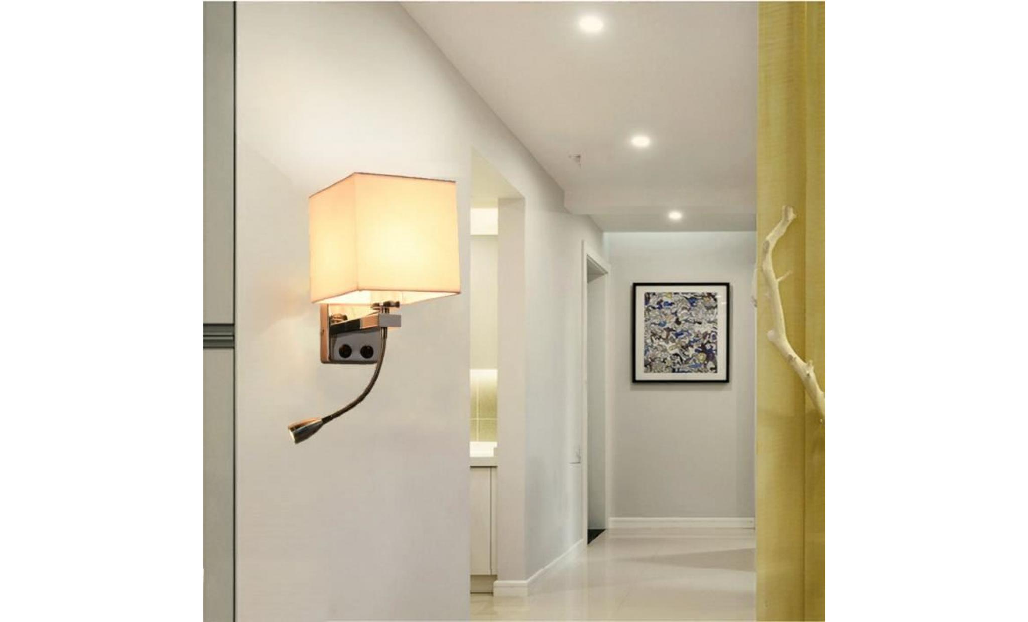 neufu blanc applique murale interieur moderne led applique abat jour veilleuse chevet décor hôtel chambre pas cher