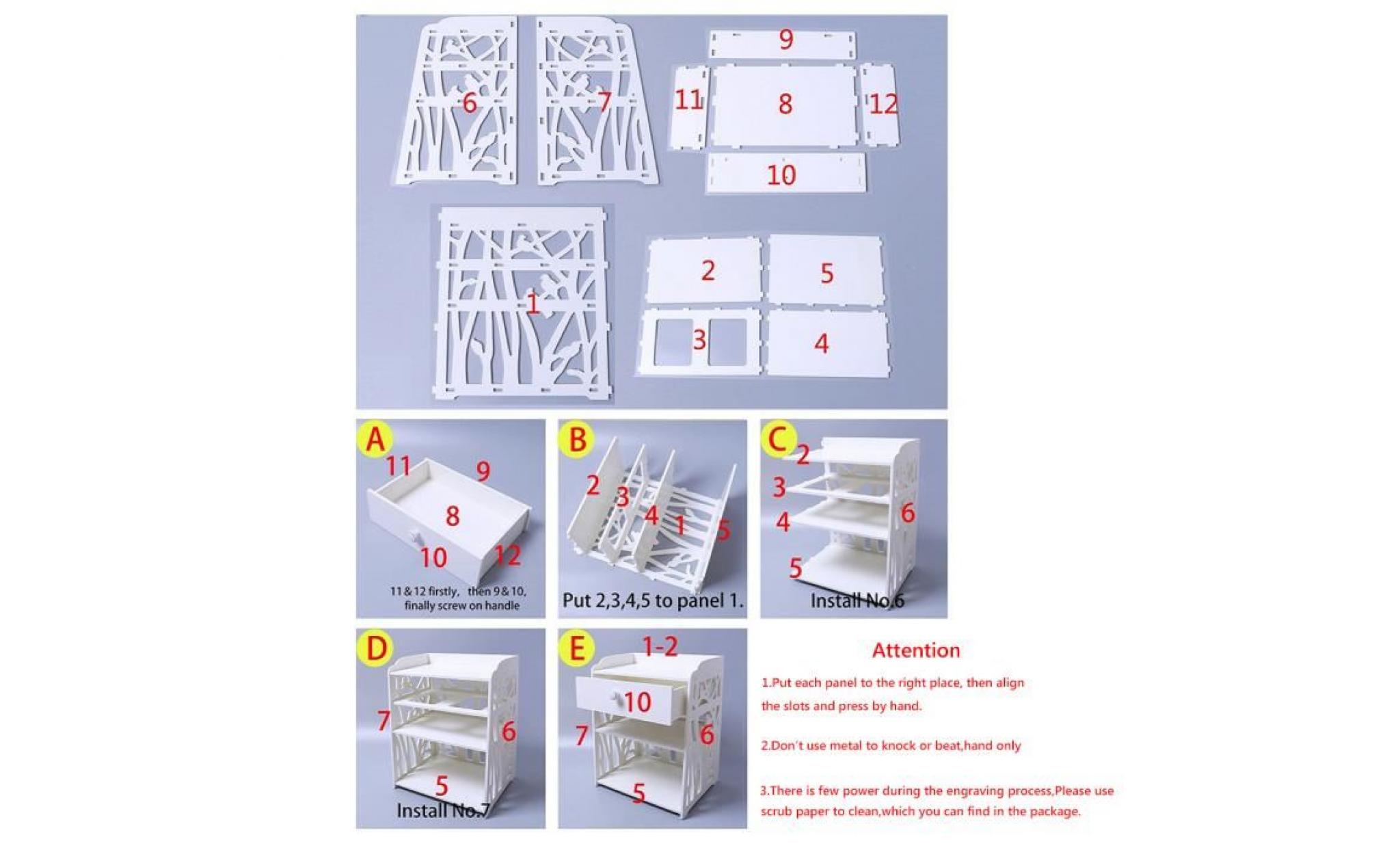 neufu kit armoire de rangement table de chevet organisateur rayonnage à tiroir 40x30x50cm m pas cher