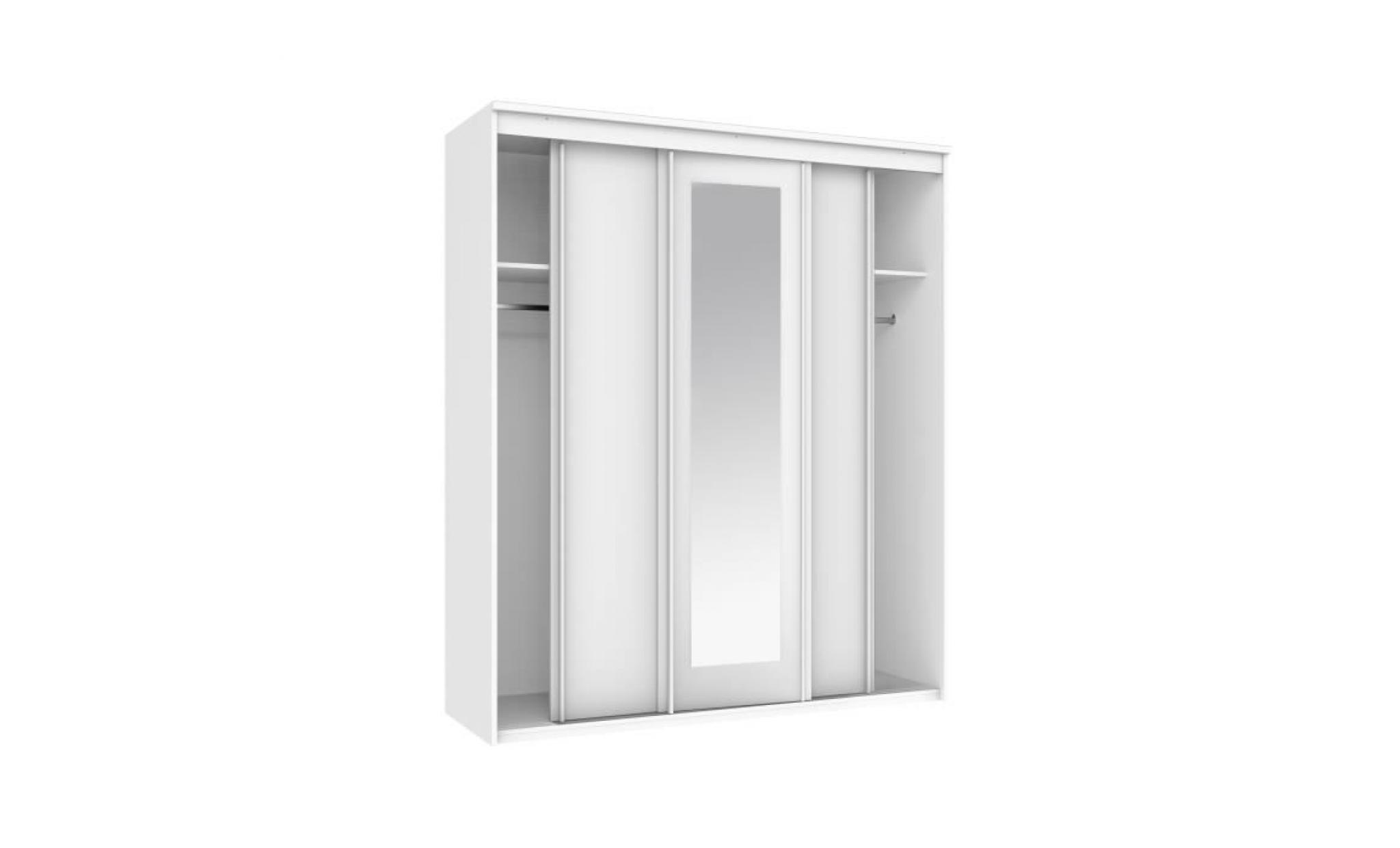 new hallingford armoire de chambre style contemporain blanc mat   l 174 cm pas cher