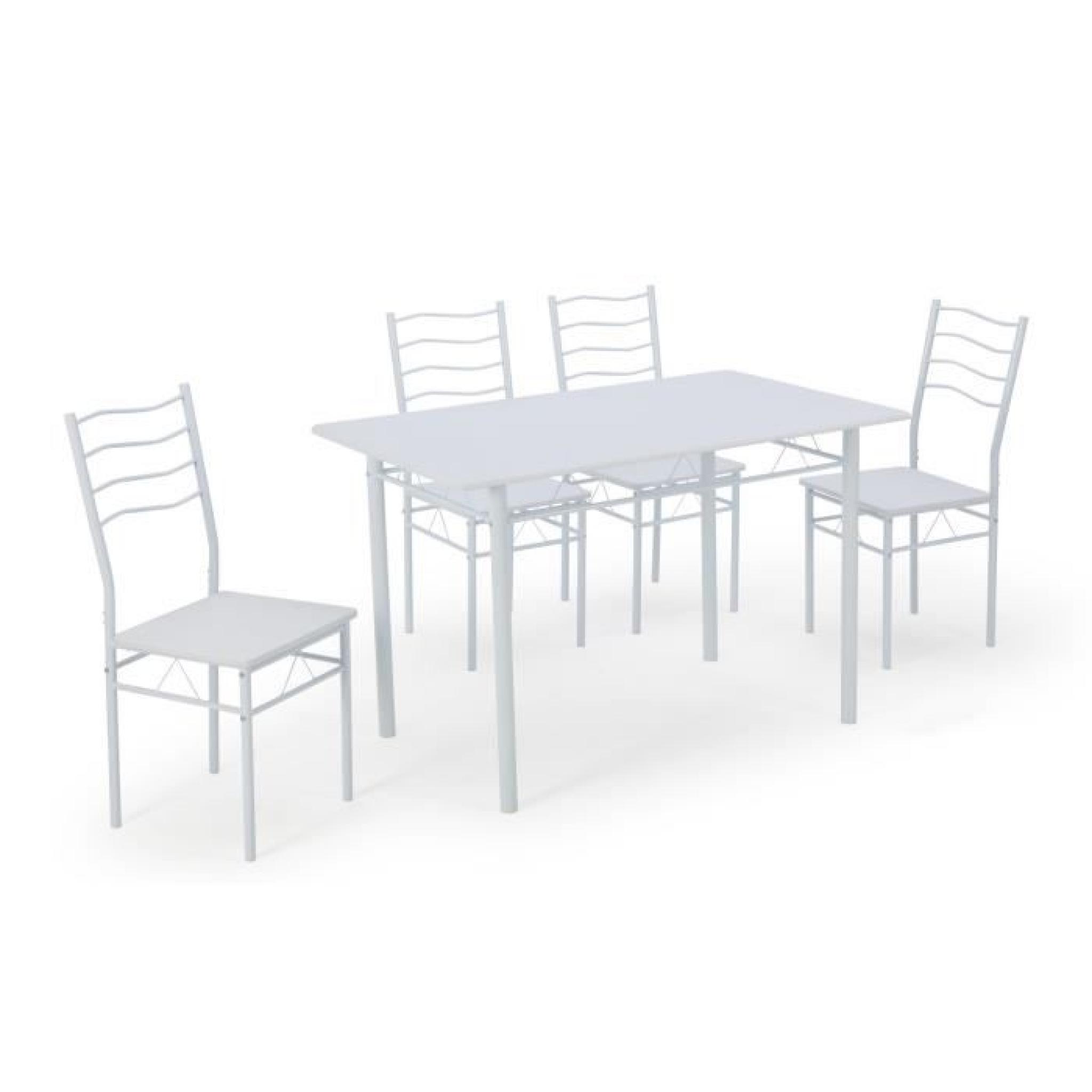 NINA Ensemble repas coloris blanc 5 pièces 1 table à manger + 4 chaises pas cher