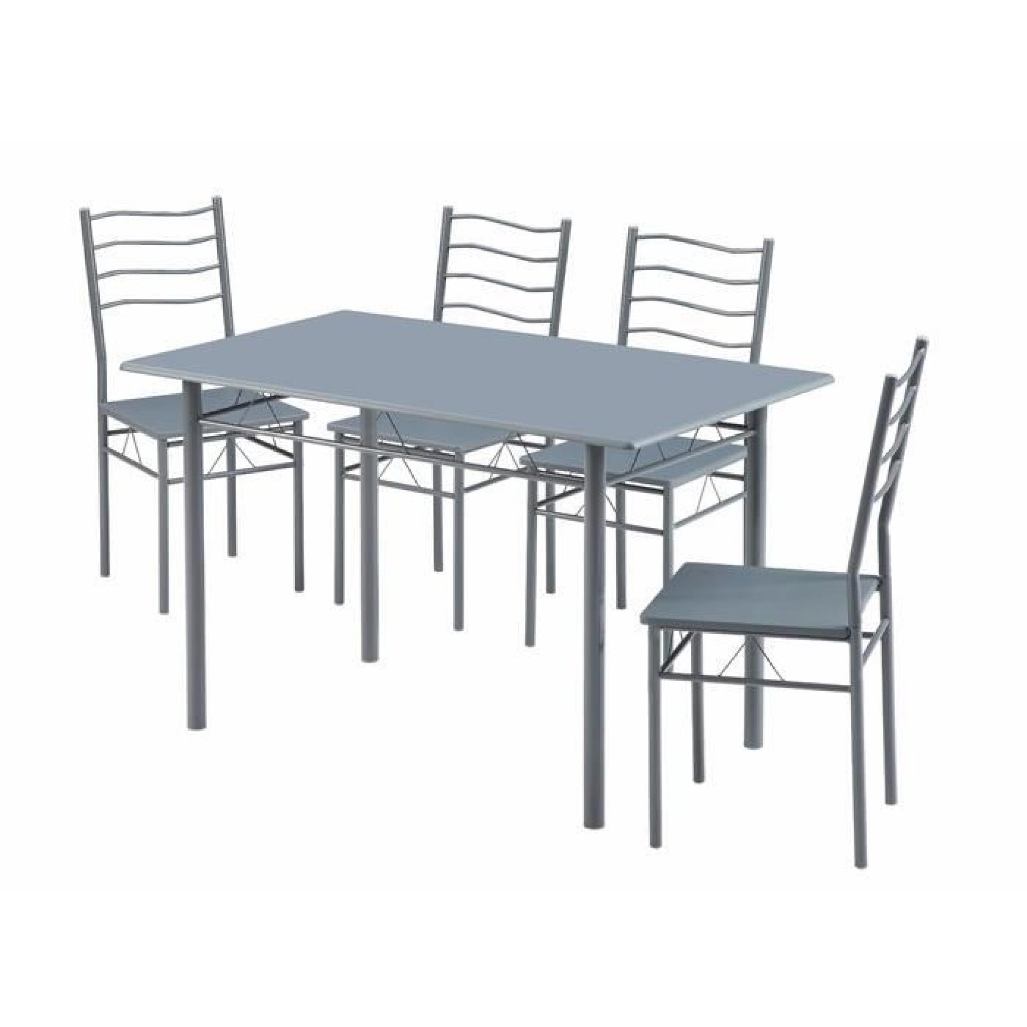 NINA Ensemble repas coloris gris 5 pièces 1 table + 4 chaises pas cher