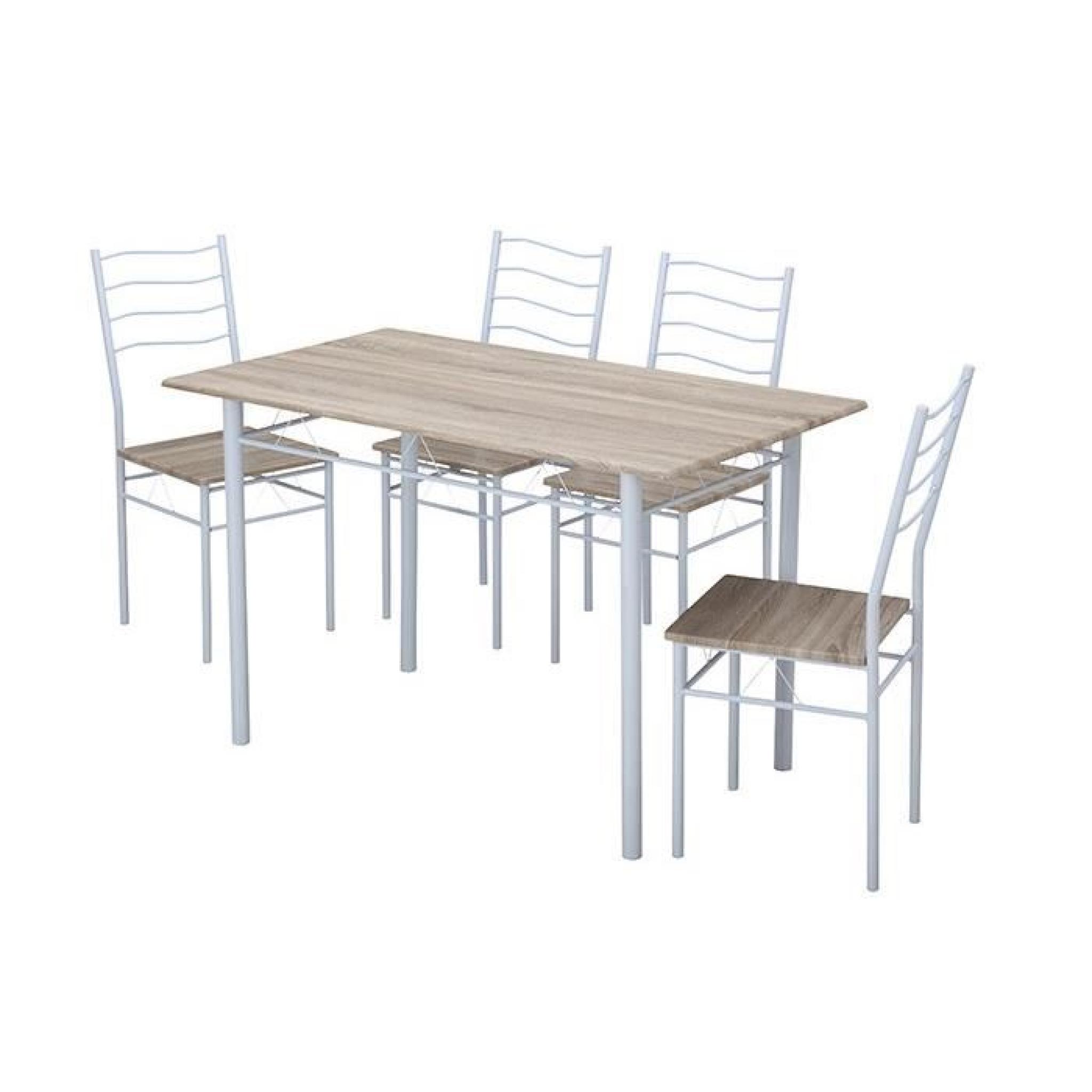 NINA Ensemble table à manger 120x70 cm + 4 chaises coloris noir pas cher